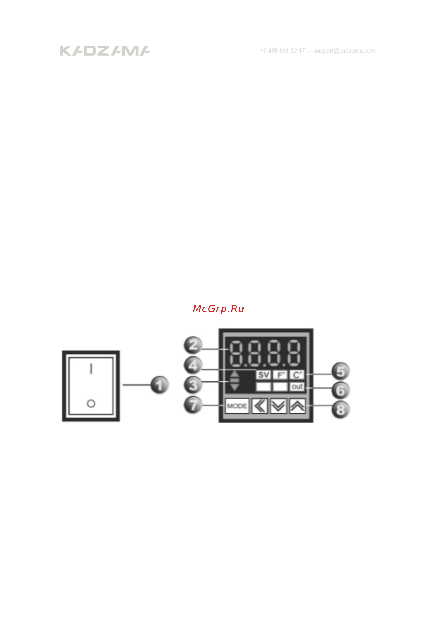 Kadzama для погружной [8/15] Control panel description