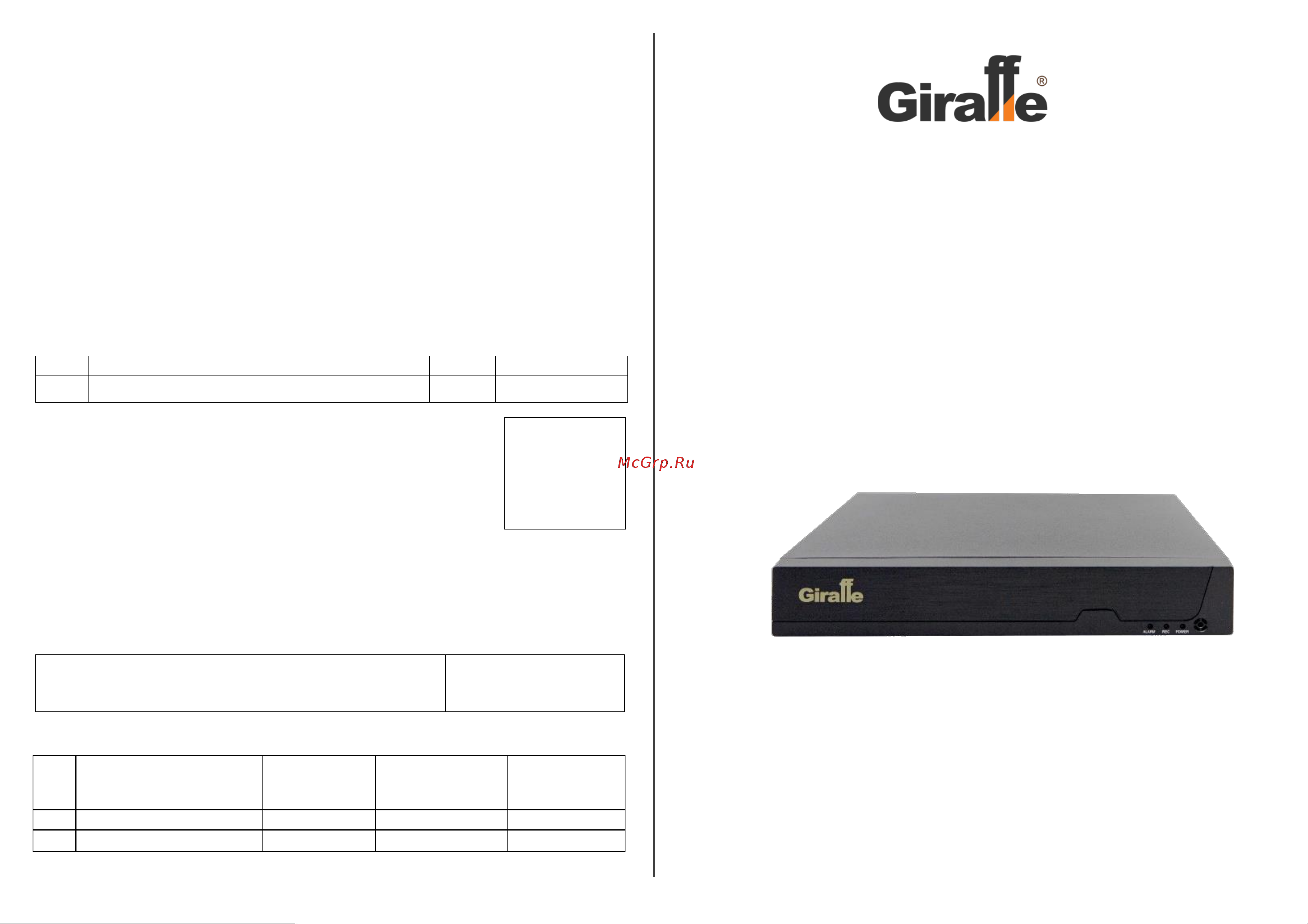 Giraffe GF-DV0494 v5 Паспорт онлайн