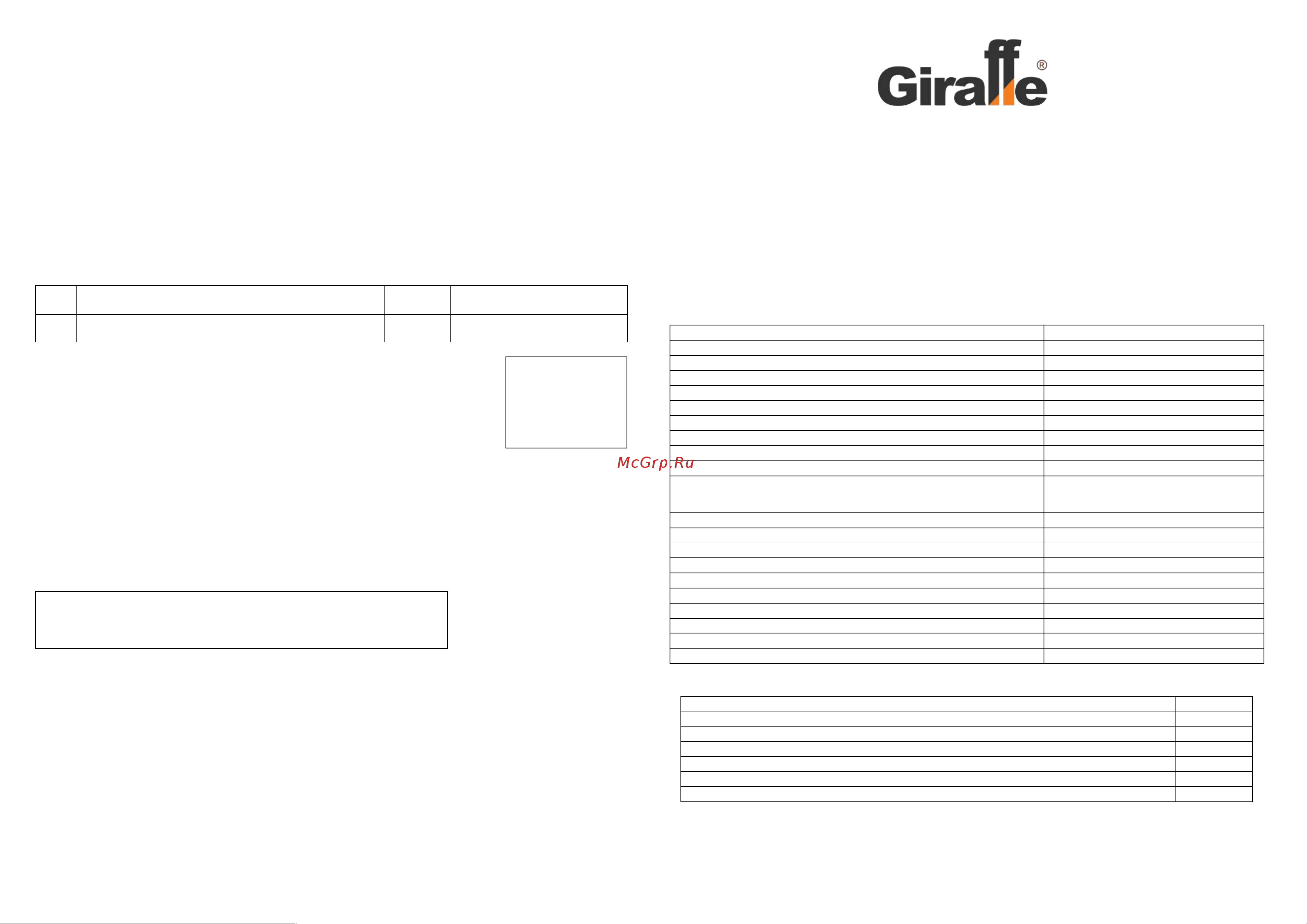 Giraffe GF-AM190L Паспорт онлайн