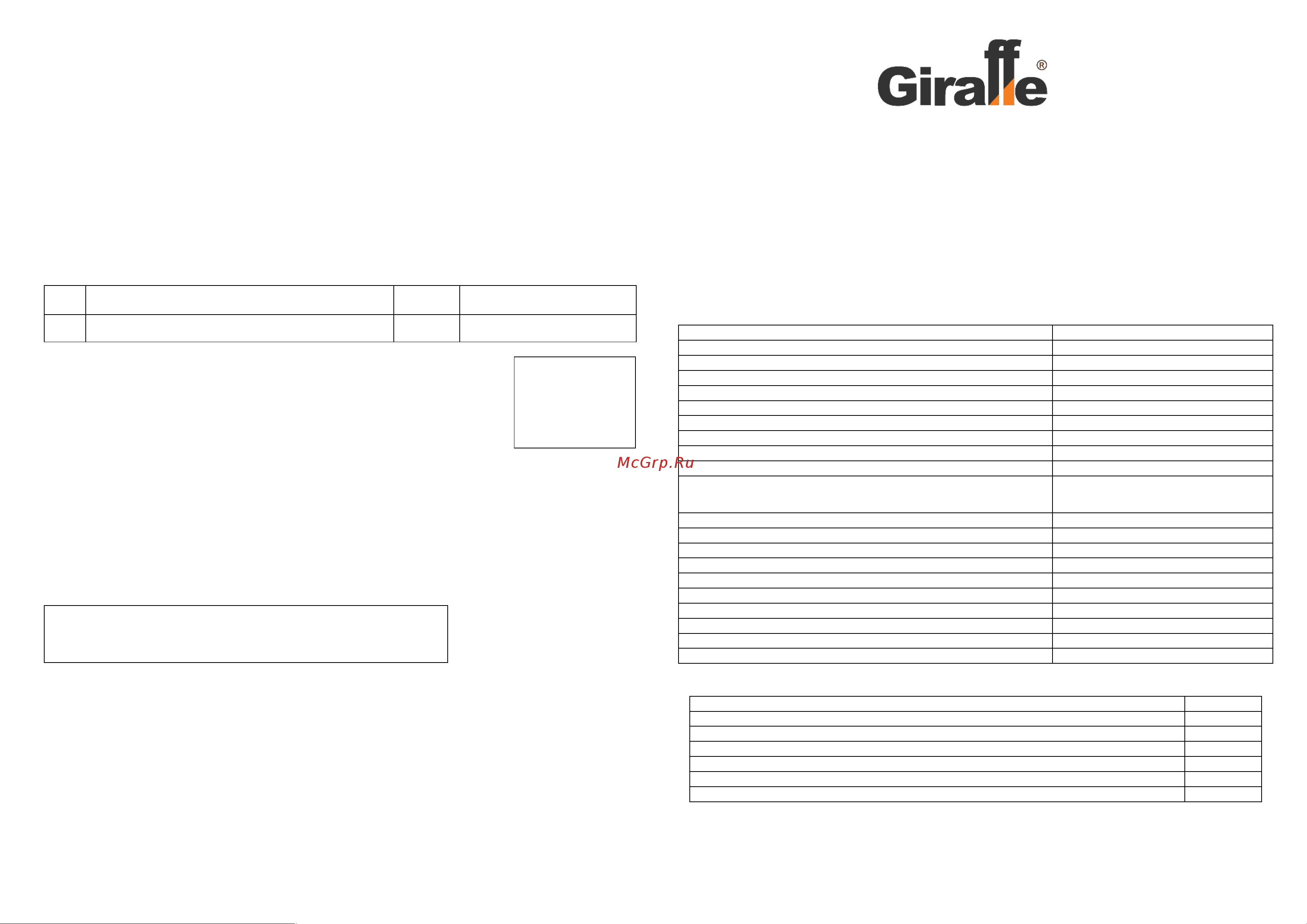 Giraffe GF-AM236L Паспорт онлайн