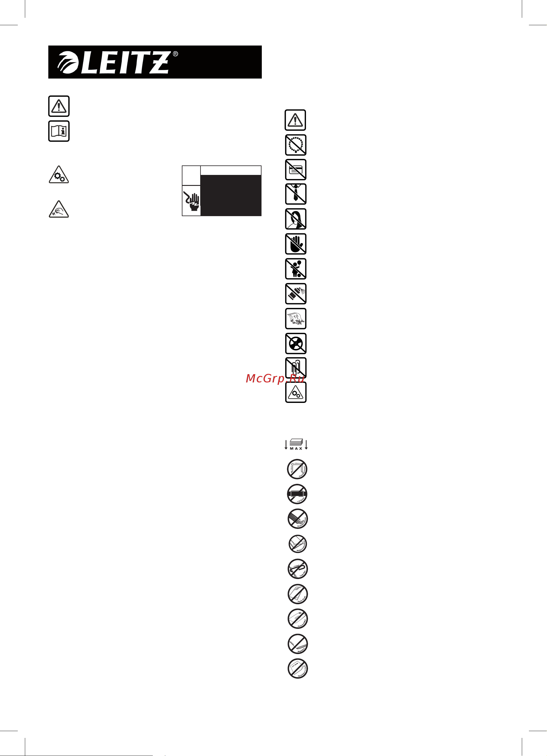 Leitz IQ Autofeed Office 300, P5 [8/106] Diese sicherheitshinweise durchlesen und aufbewahren