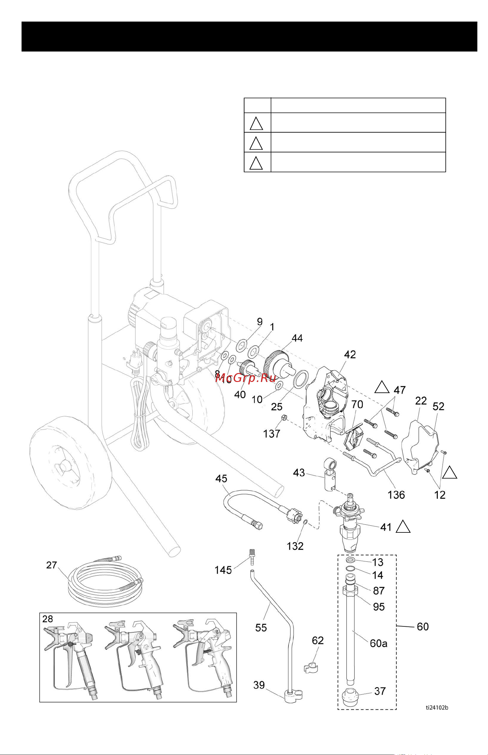 Graco Classic 390 PC 17C348 [39/52] Детали распылителей hi boy 190 290 390 на