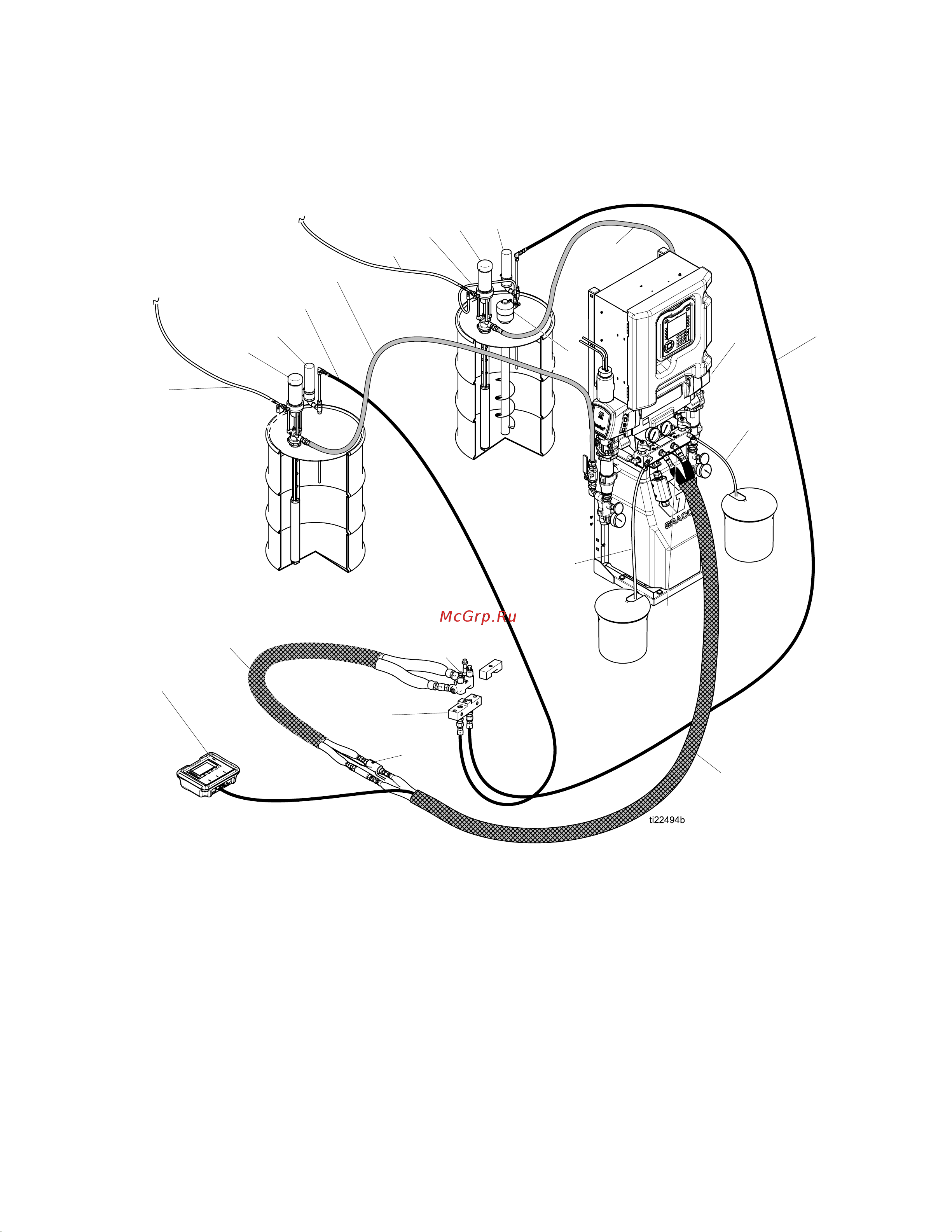 Graco Reactor 2 E-30 FP2110 [15/78] Typical typical typical installation installation installation with with with gun gun gun fluid fluid fluid manifold manifold manifold toto to drum drum drum circulation circulation circulation