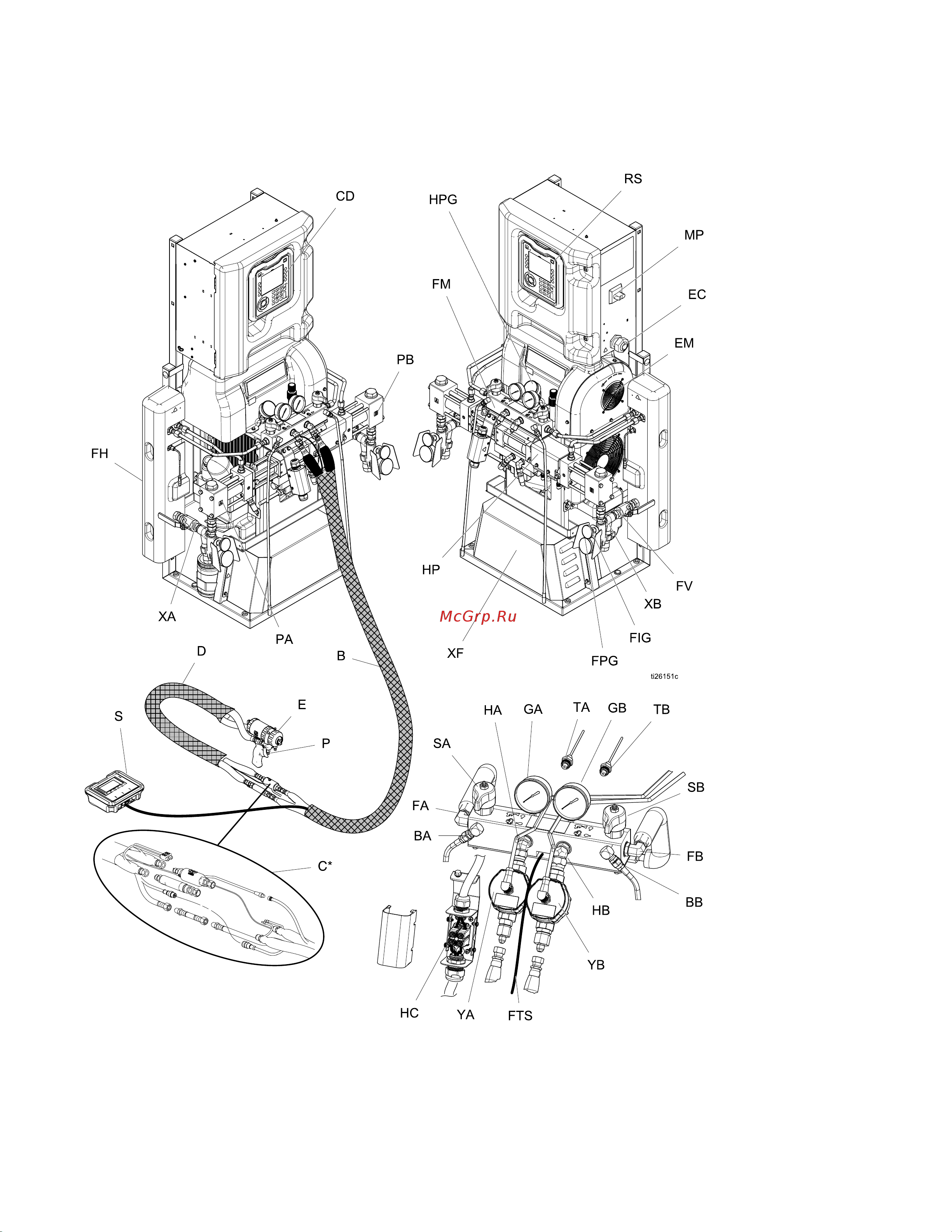 Graco REACTOR 2 H-50 APH053 [20/78] Component identification