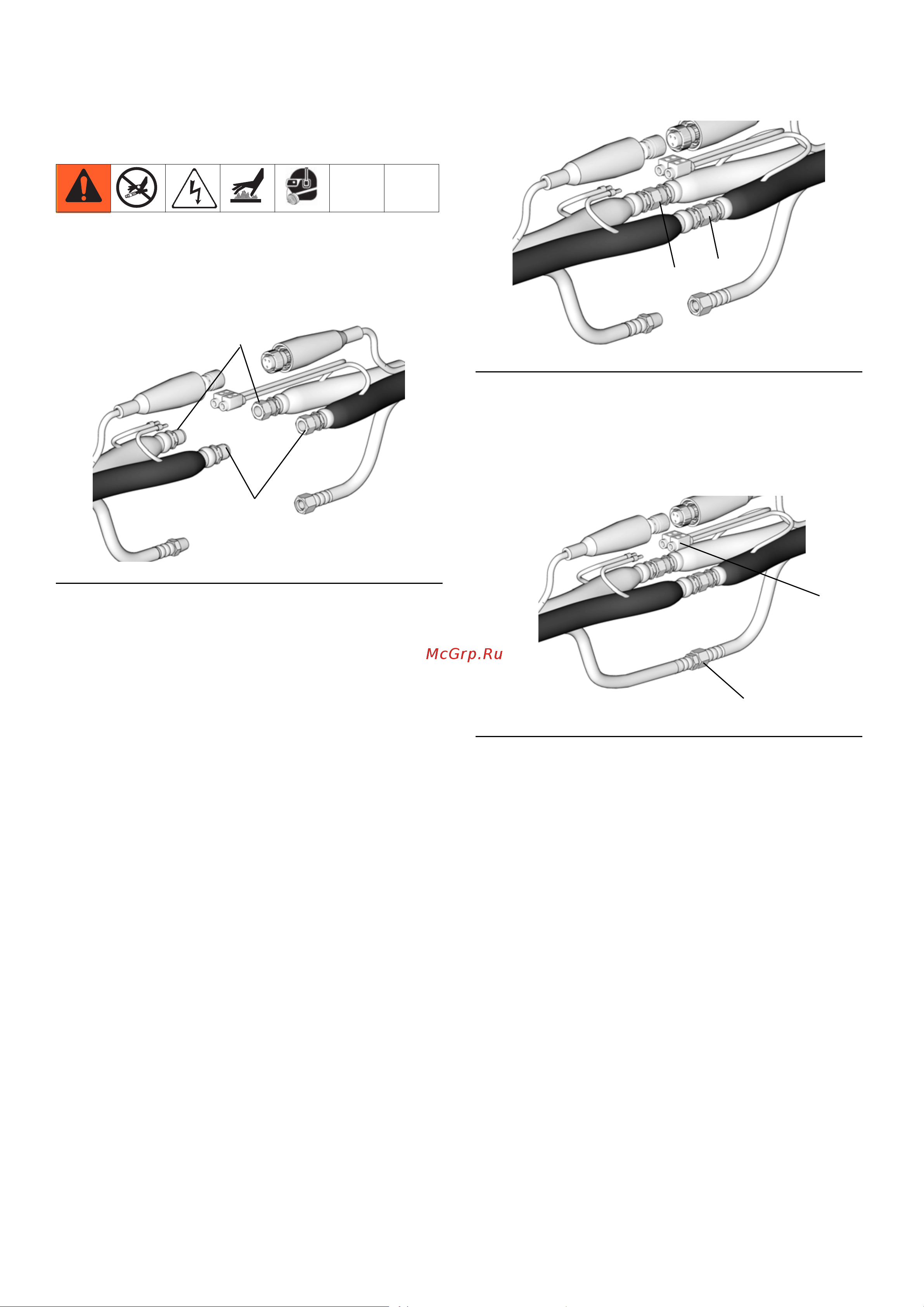 Graco Gusmer GH-2	CHC201 [13/34] Подключение шлангов с обогревом