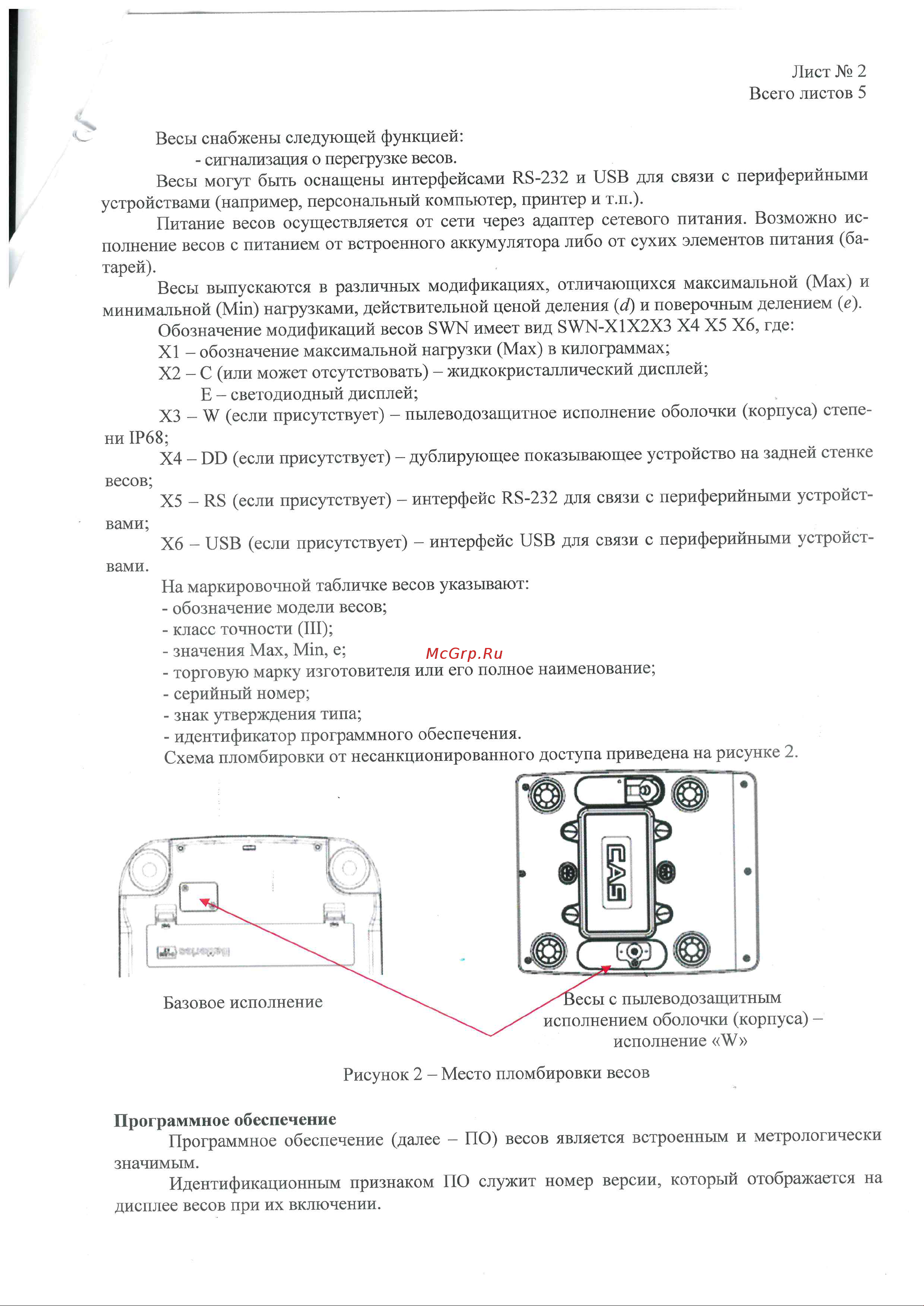 CAS SWN-6CW Описание типа средства измерений онлайн [2/6] 683096