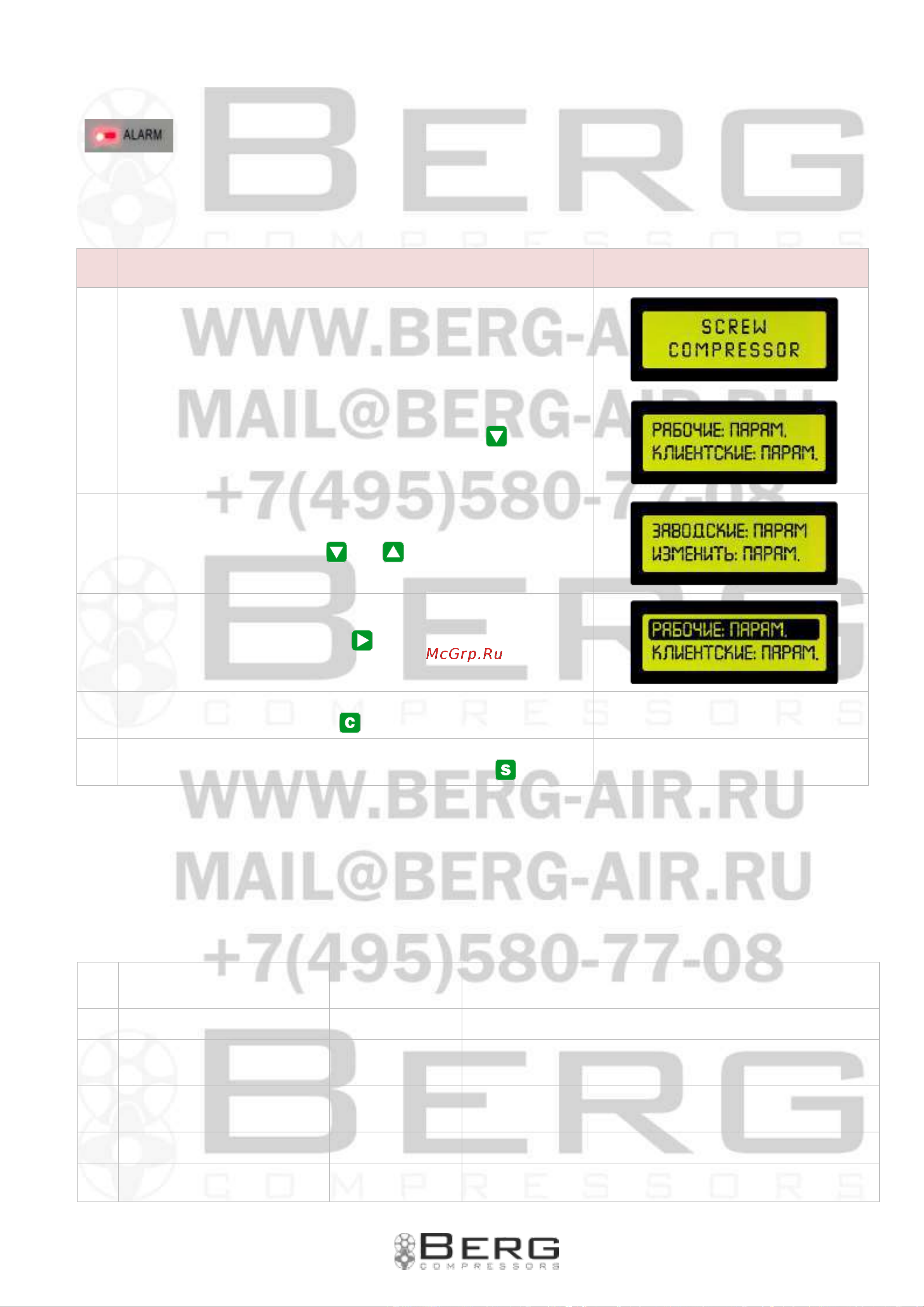 Berg ВК-15О-500 [31/49] Параметры технического обслуживания