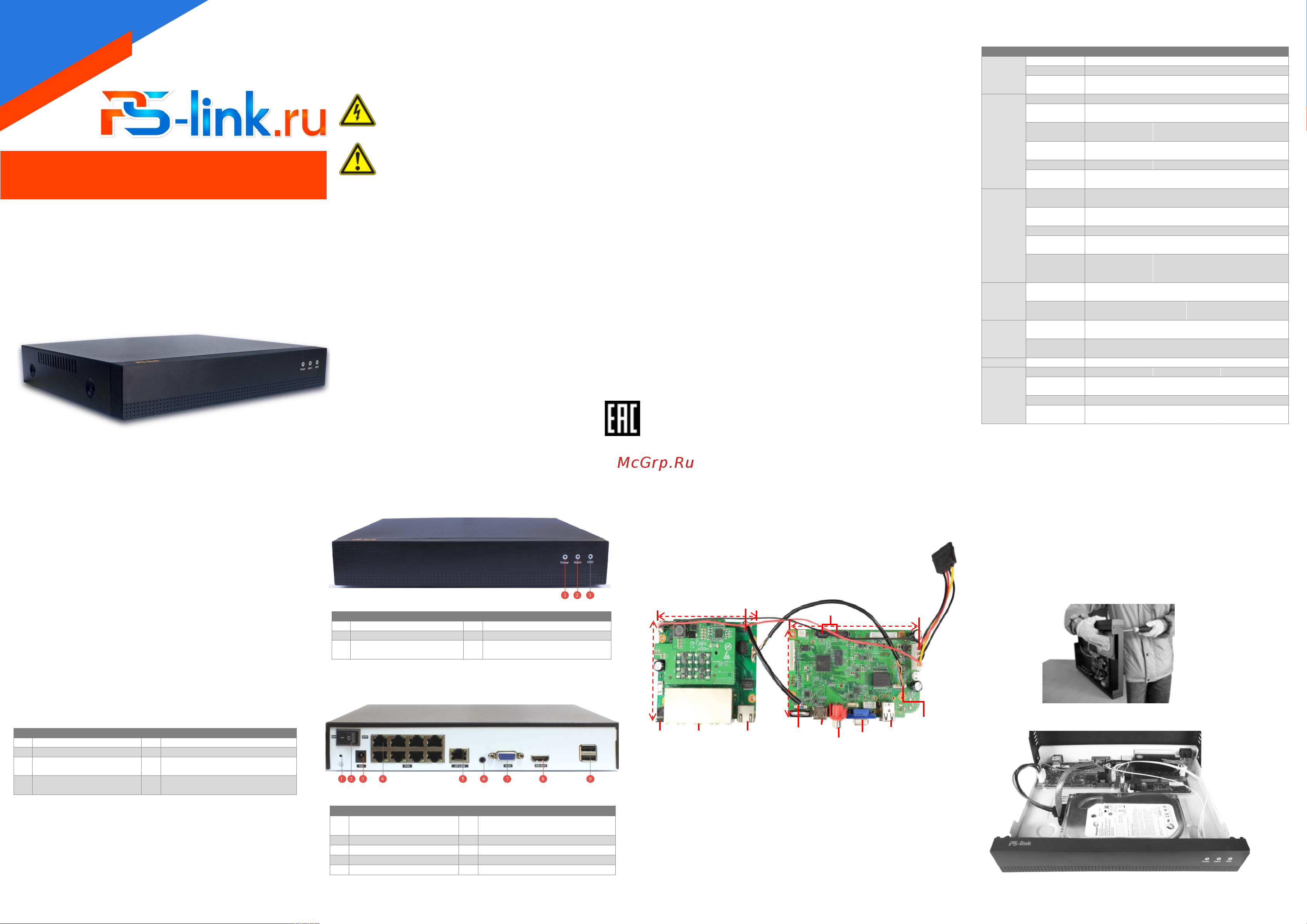 PS-link 3108P на 8 каналов с POE и поддержкой 5Мп камер 1715 Краткое Руководство по эксплуатации онлайн