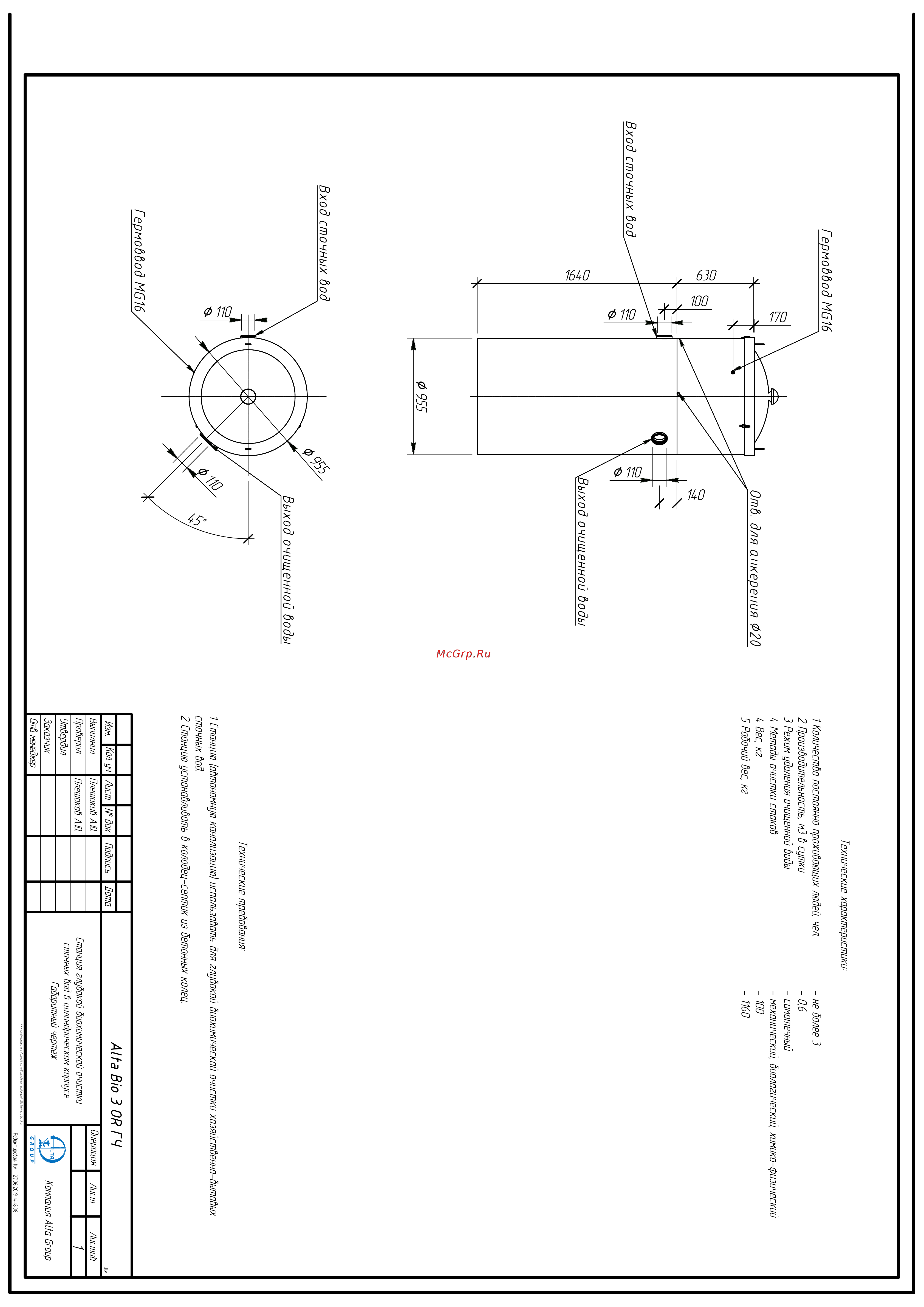 Alta Group Alta Bio 3 OR Габаритные размеры онлайн