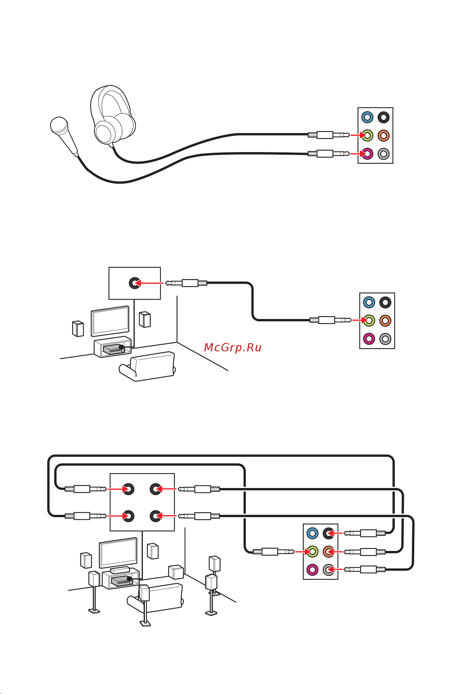 MSI B550-A PRO [24/176] Audio jacks to 7 channel speakers diagram