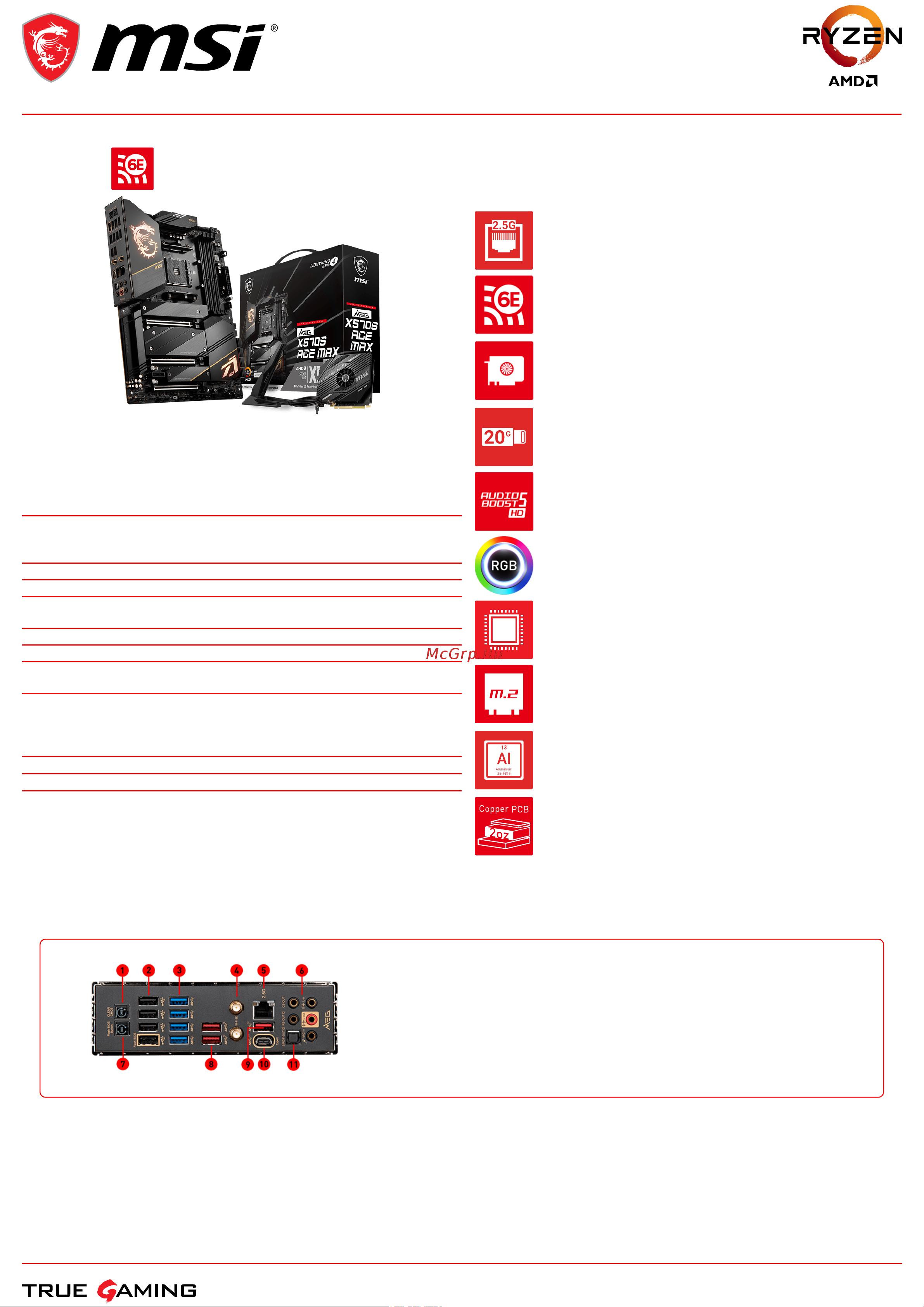 MSI MEG X570S ACE MAX Спецификация онлайн