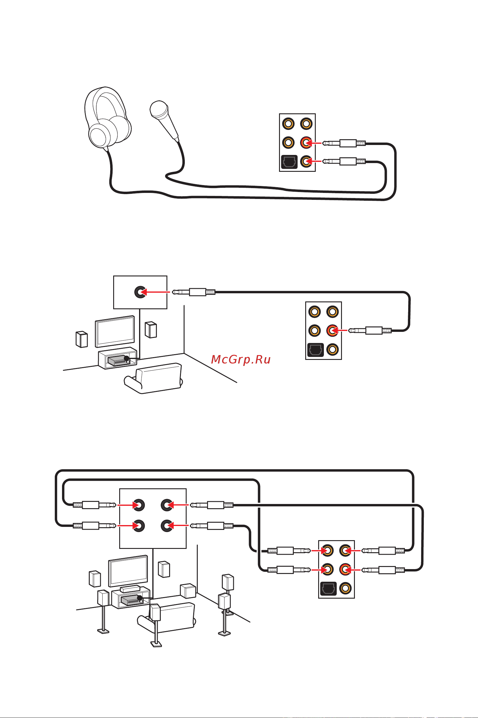 MSI X570-A PRO [95/160] Illustration de l utilisation des ports audio dédiés au casque et au microphone