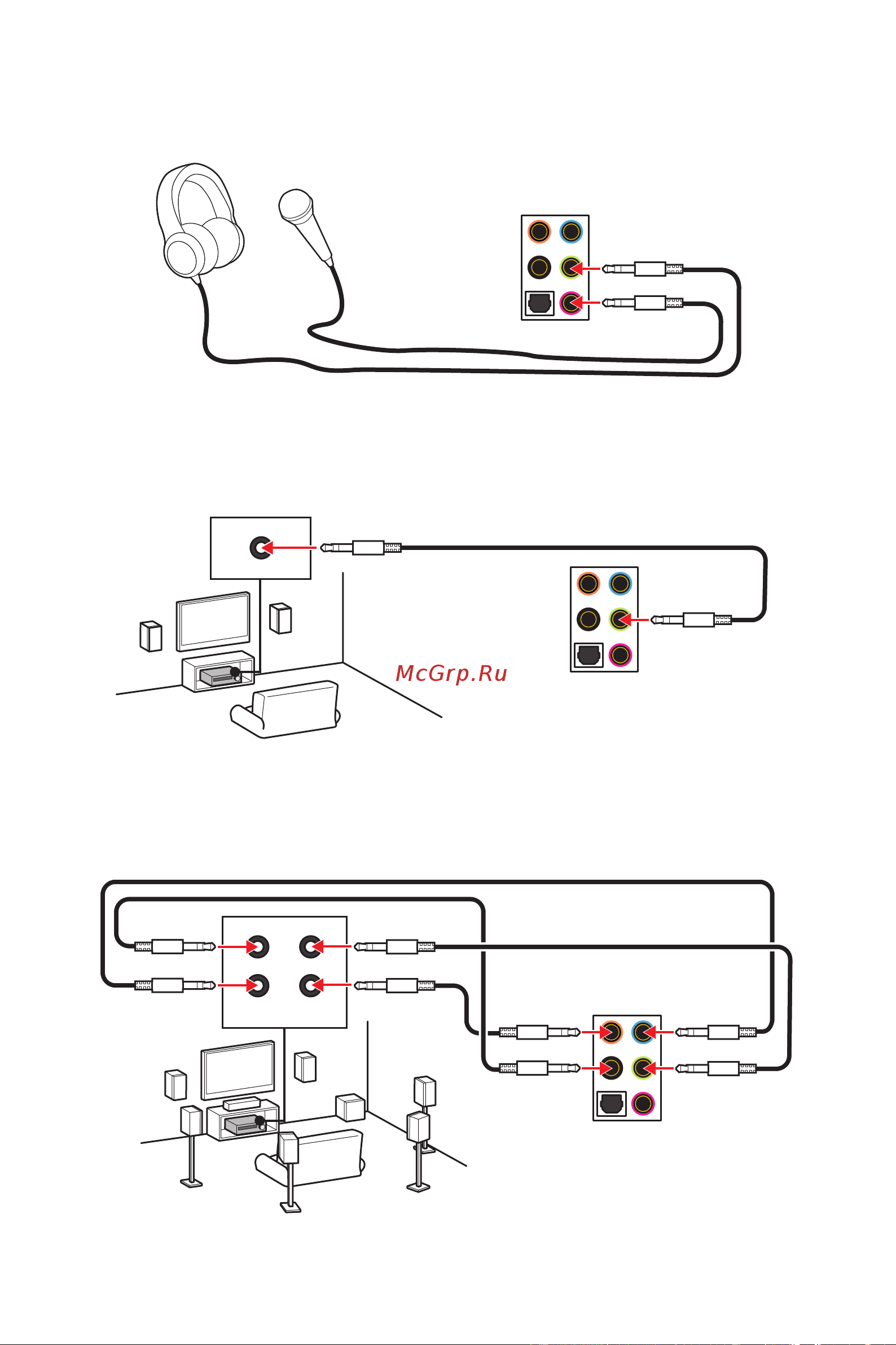 MSI X299 PRO [114/198] Illustration de l utilisation des ports audio dédiés au casque et au microphone