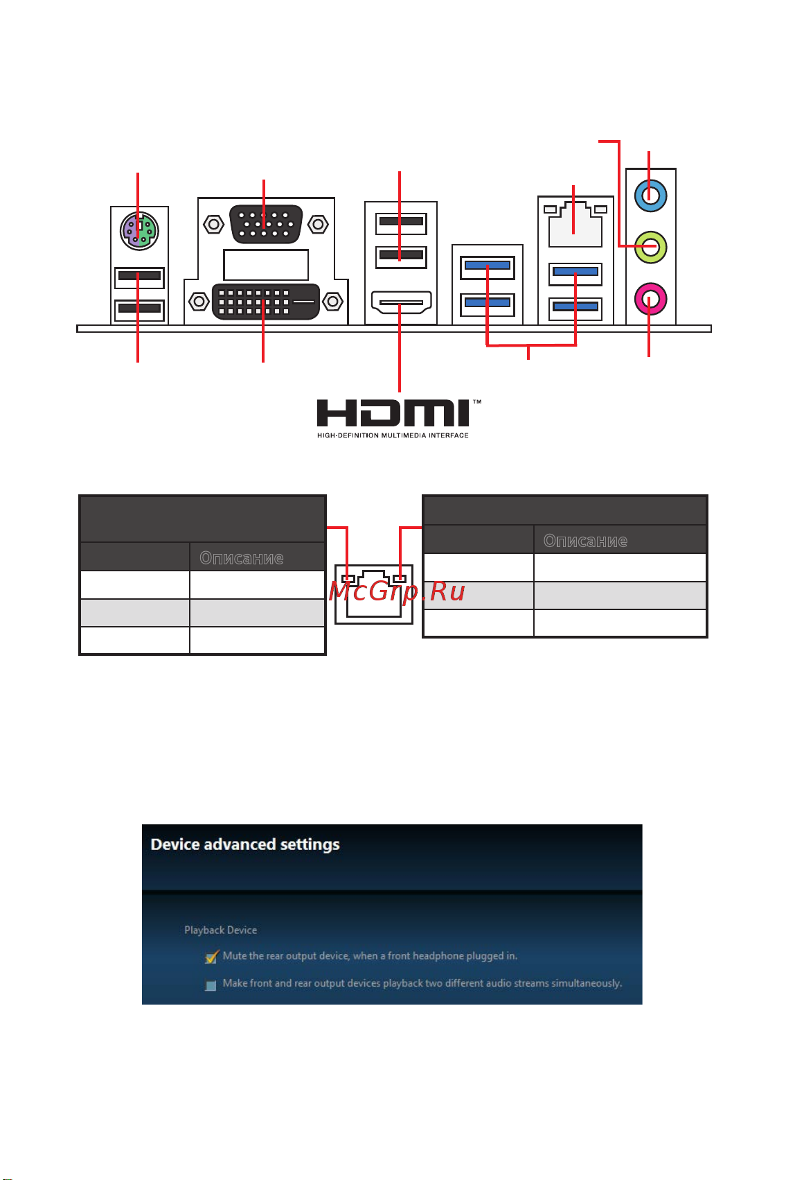 MSI B450M PRO-VDH MAX [7/21] Таблица состояний индикатора порта lan