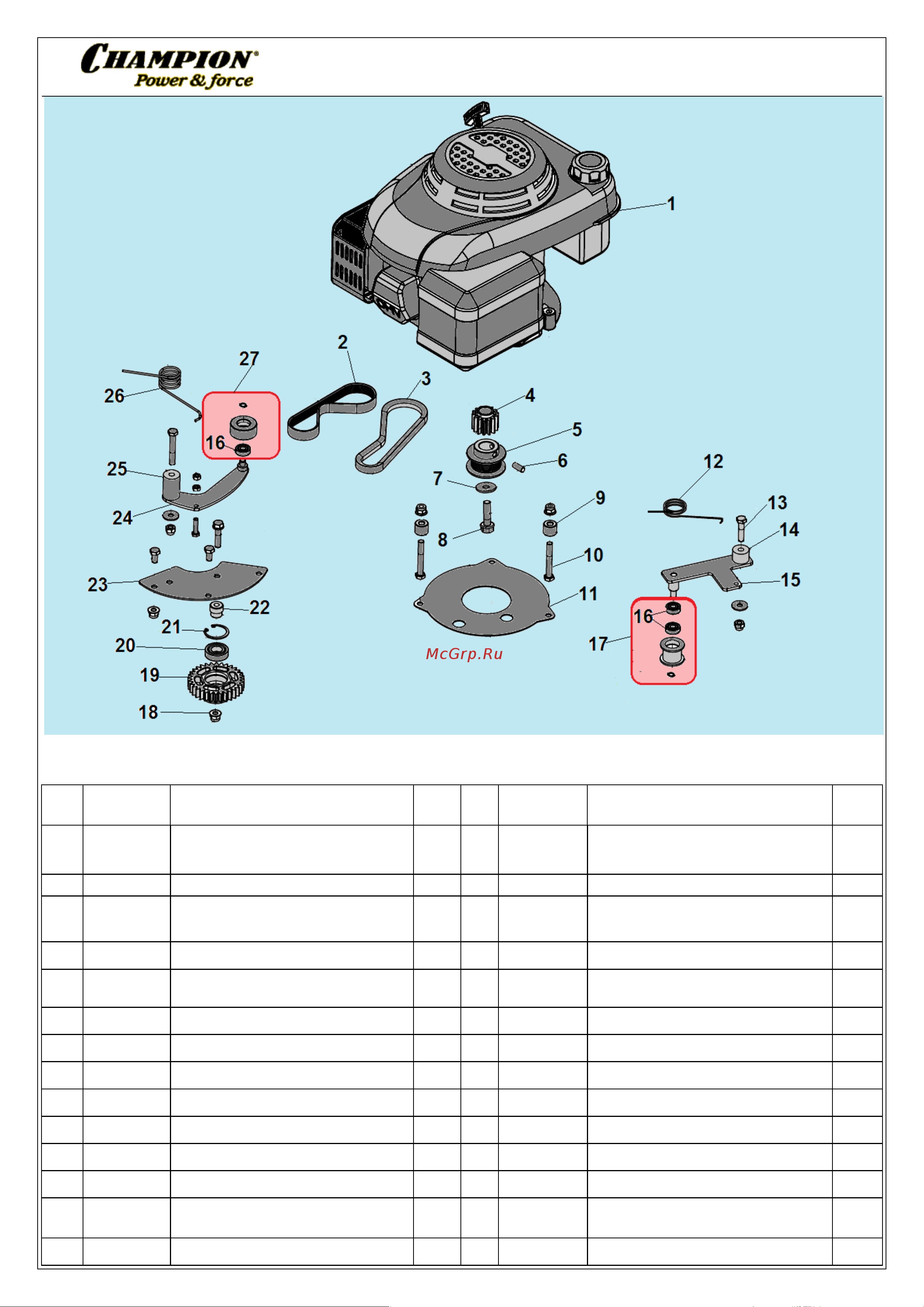 Champion BC5602 Каталог запасных частей онлайн