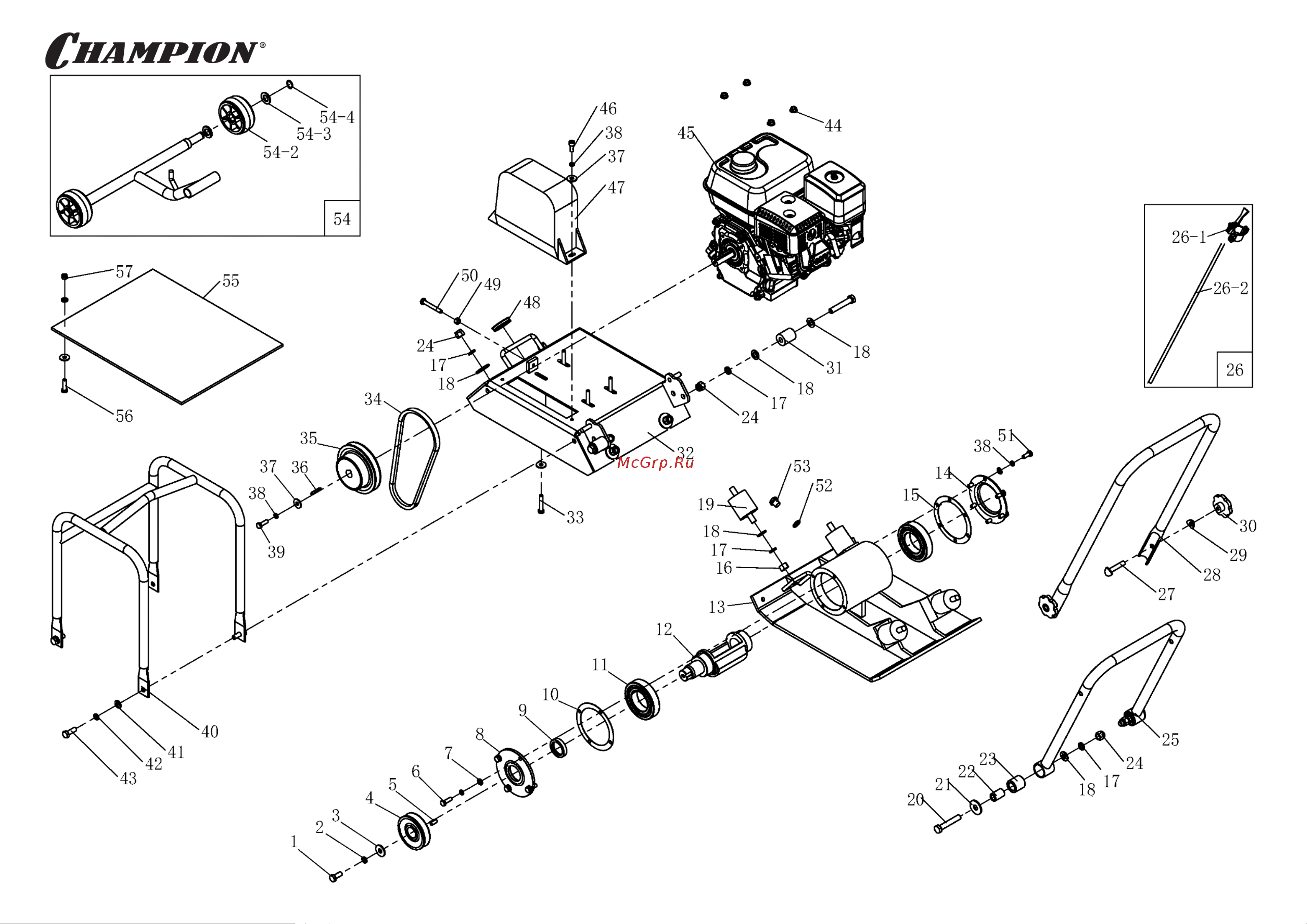 Champion PC6036F Каталог запасных частей онлайн
