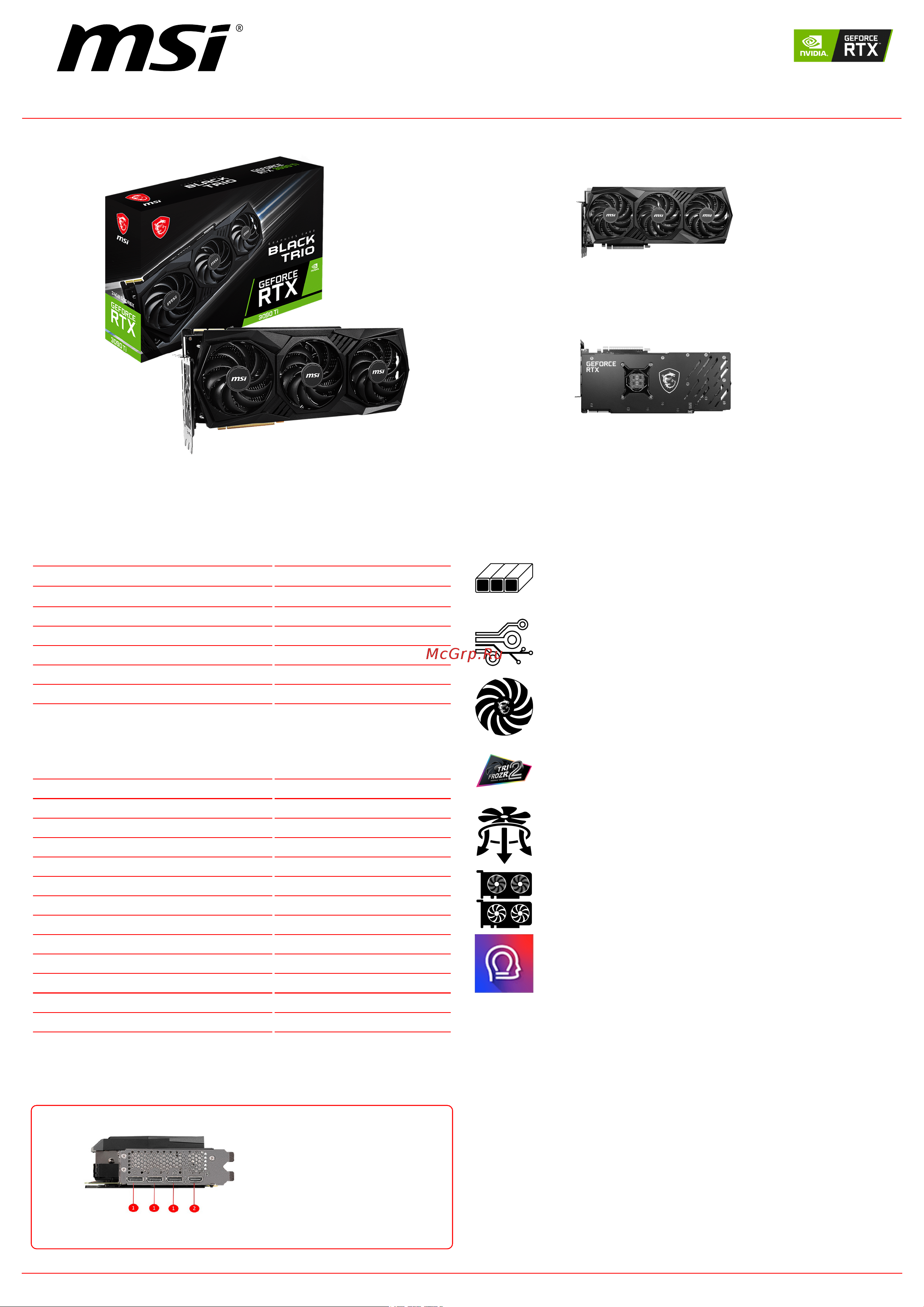 MSI GeForce RTX 3090 Ti BLACK TRIO 24G Спецификация онлайн