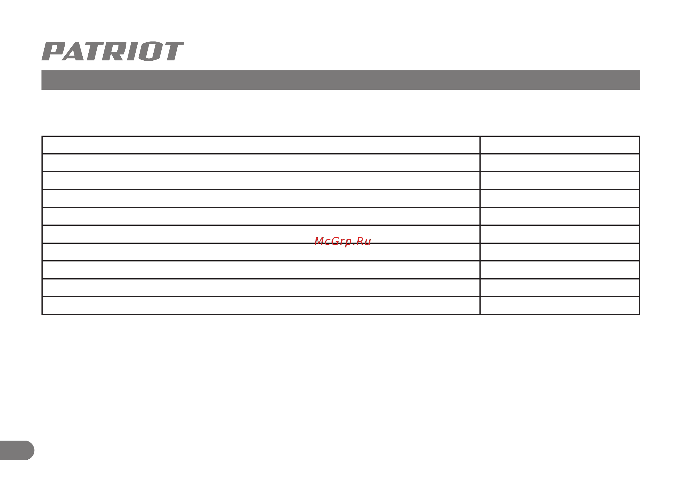 Patriot PE 1001UES 426302214 [9/19] Технические характеристики