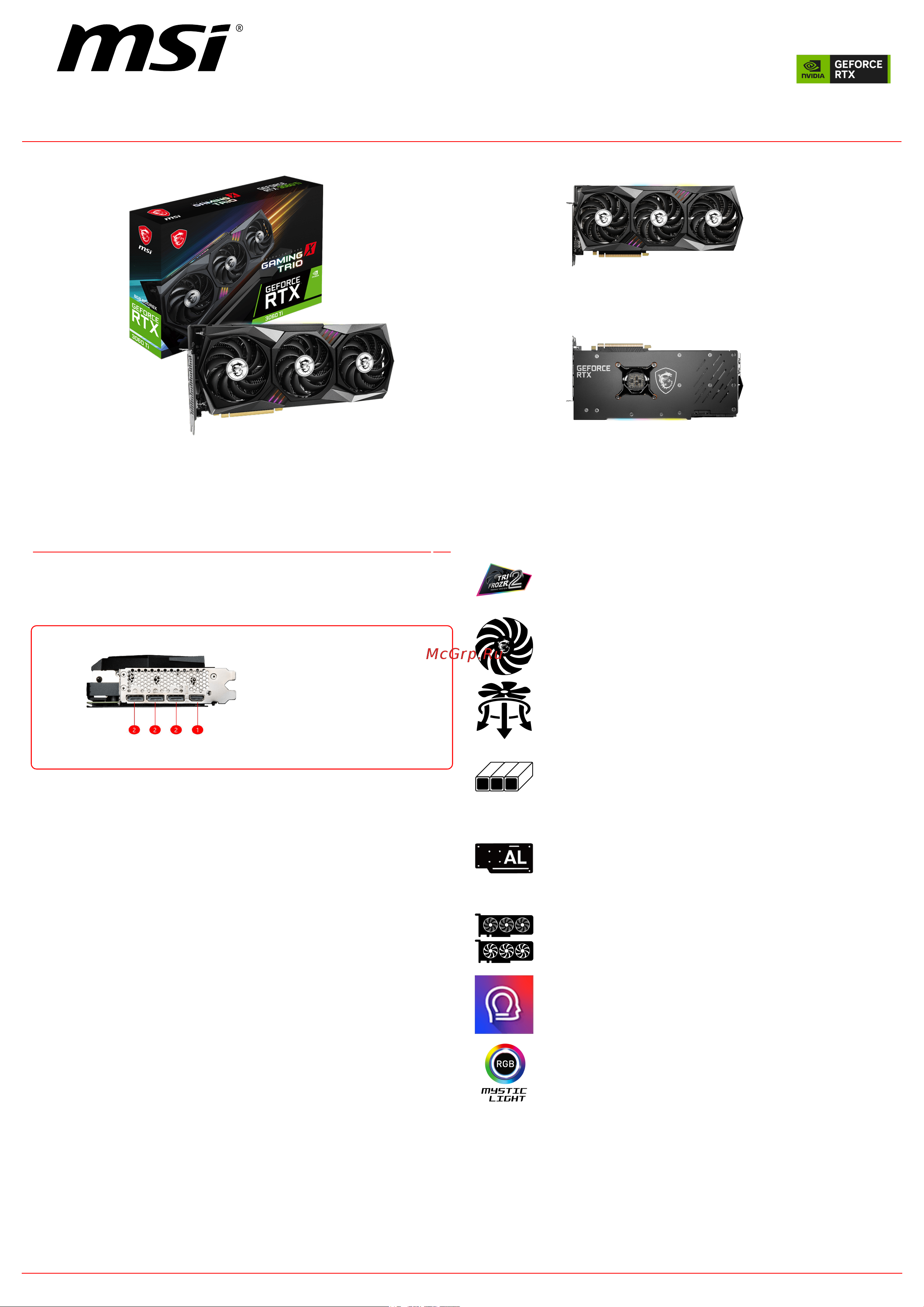 MSI GeForce RTX 3060 Ti GAMING X TRIO 8GD6X Спецификация онлайн