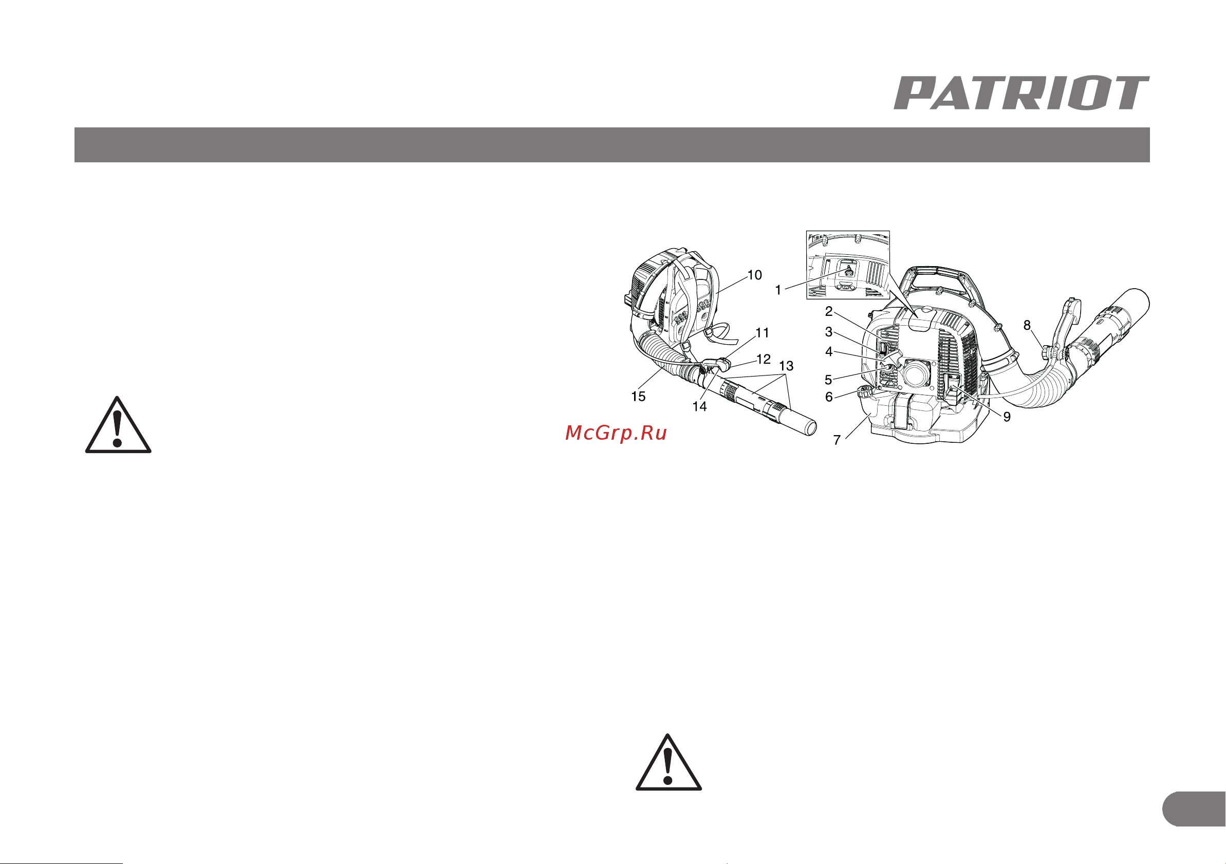 Patriot BGK 345 755100345 [8/22] Использование воздуходувного устройства в коммерческих целях не предусмотренных настоящим руководством является наруше нием условий гарантийного обслуживания производитель не не сет ответственности за повреждения возникшие вследствие тако го использования