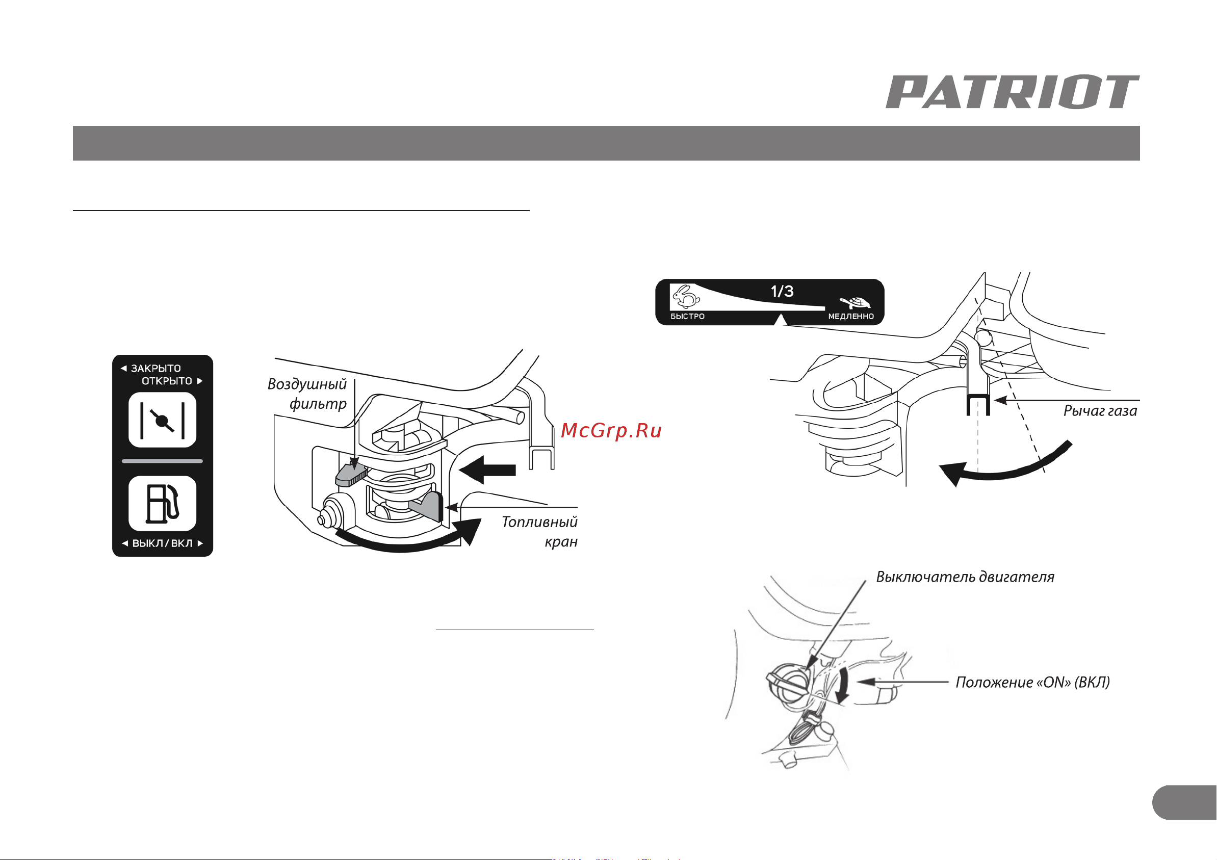 Patriot PT SB 76 [14/30] Запуск двигателя с помощью ручного стартера
