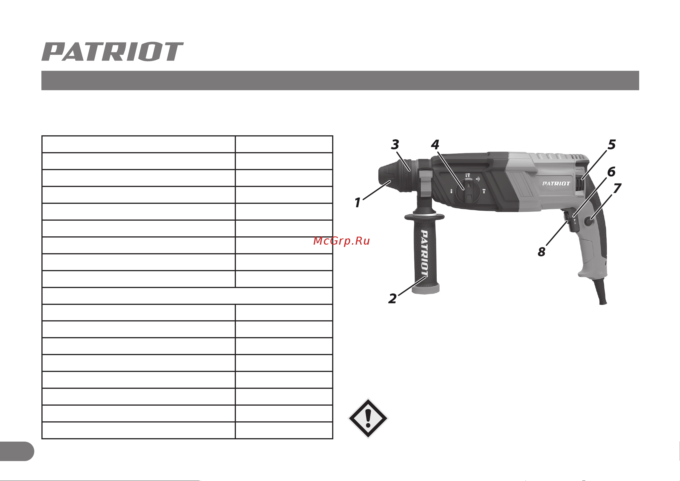 Patriot RH 263 [5/15] Технические характеристики устройство электроинструмента