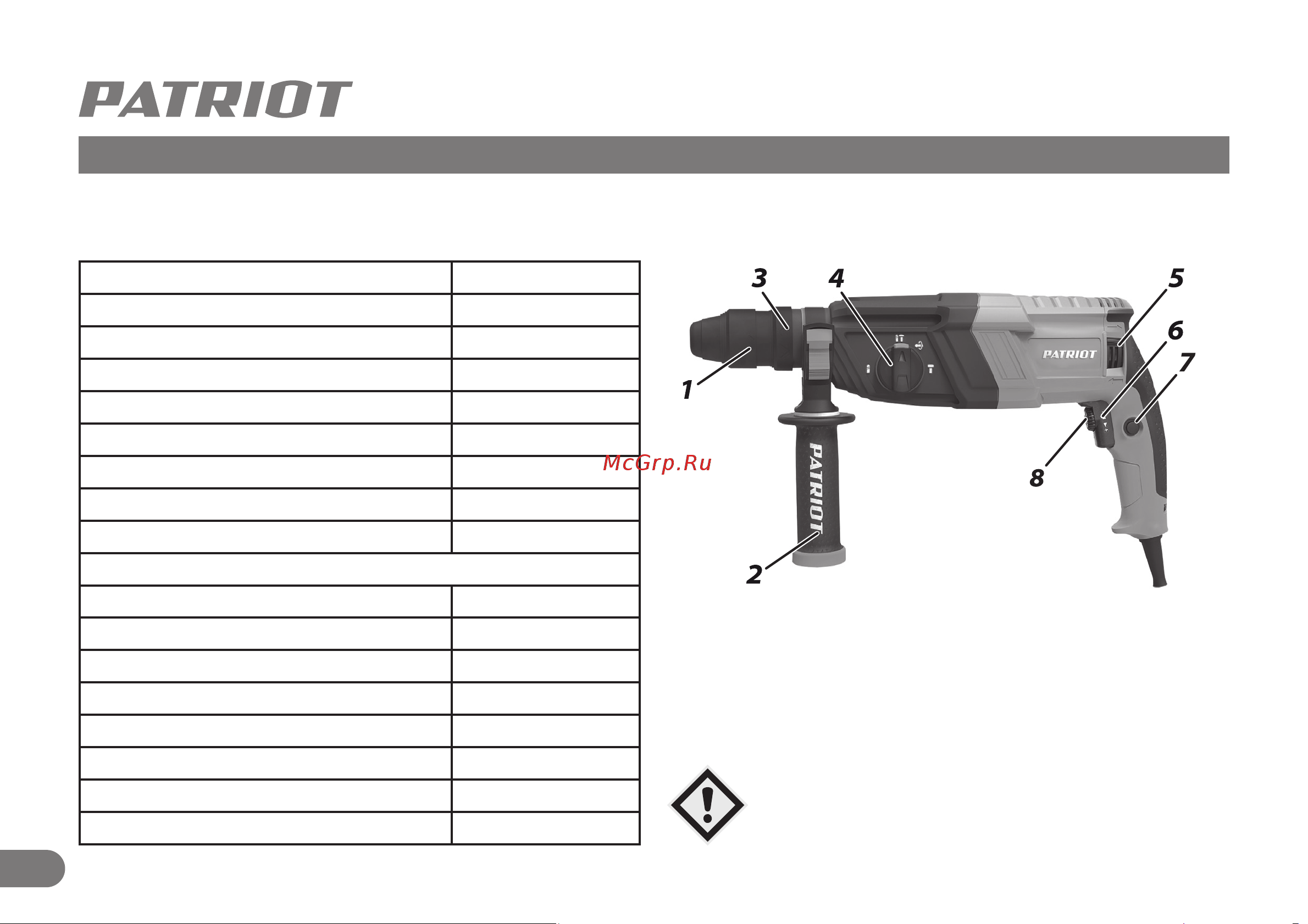 Patriot RH 263Q [5/12] Технические характеристики устройство электроинструмента