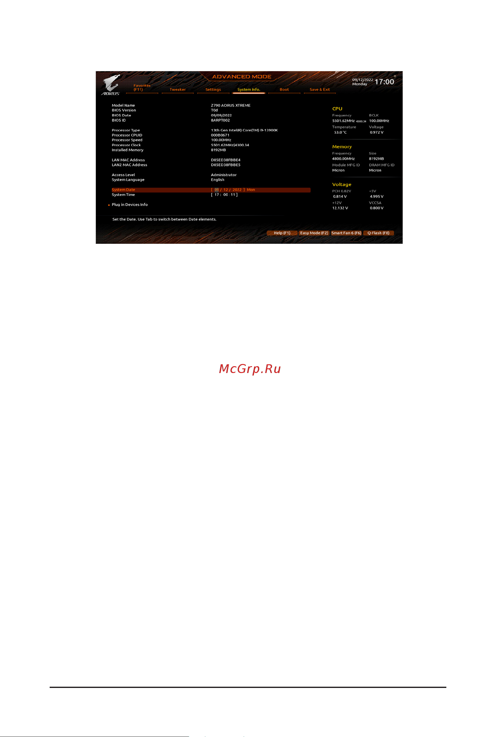 Gigabyte Z790 GAMING X AX [25/29] System information