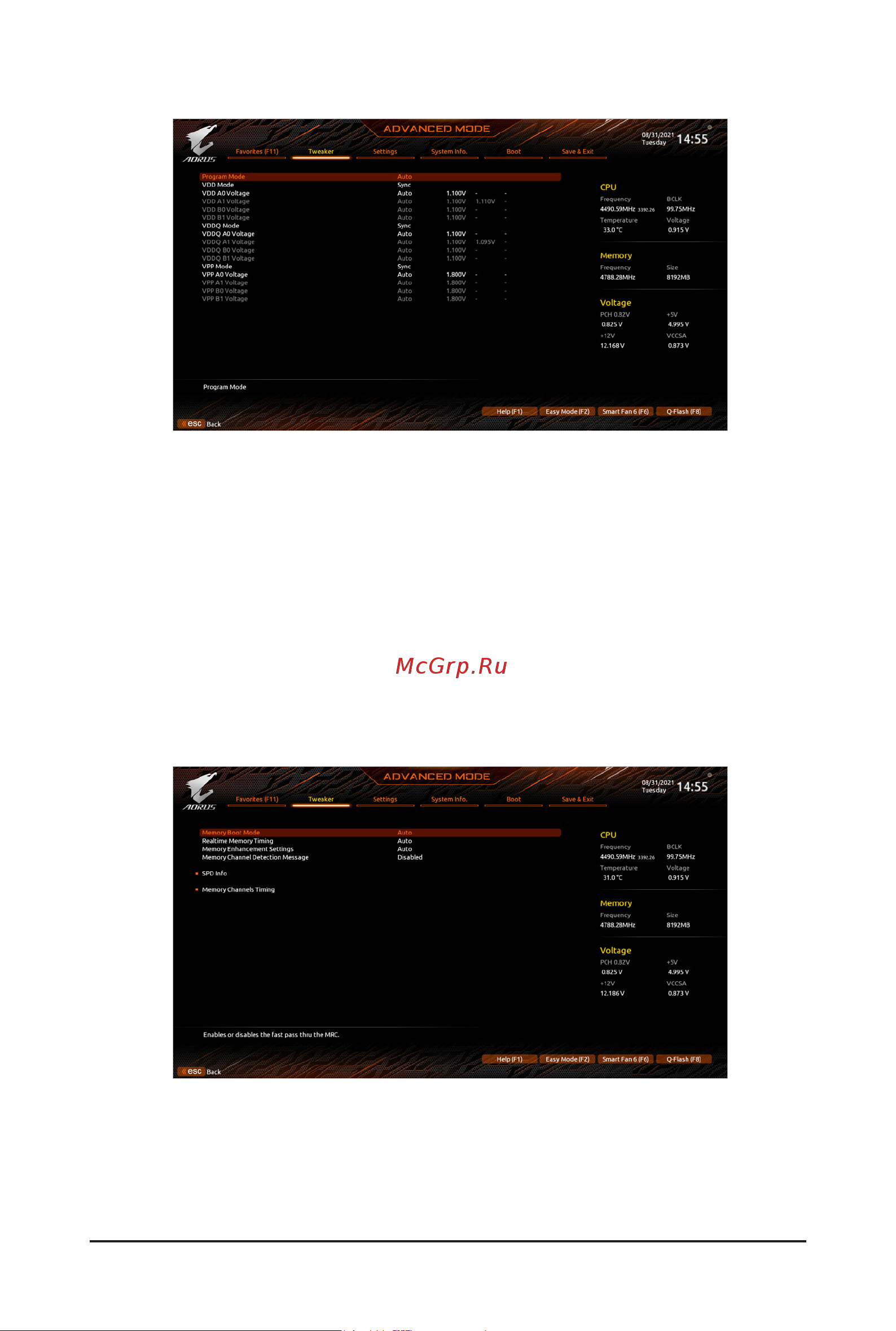 Gigabyte H610M K DDR4 [16/28] Advanced voltage settings