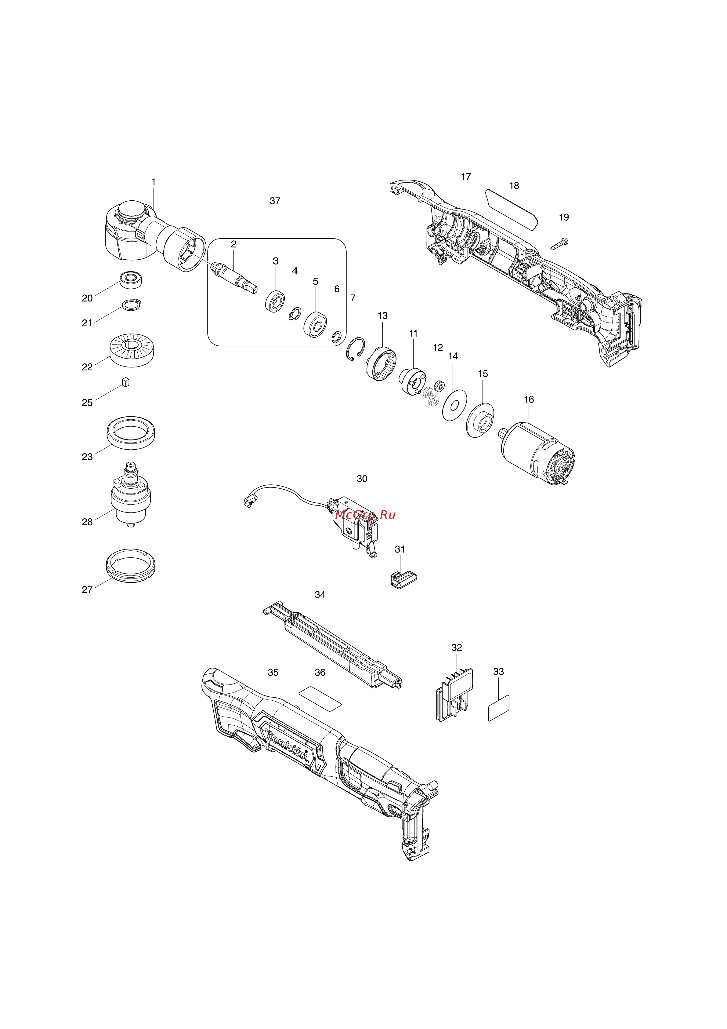 Makita CXT DA332DZ Деталировка онлайн