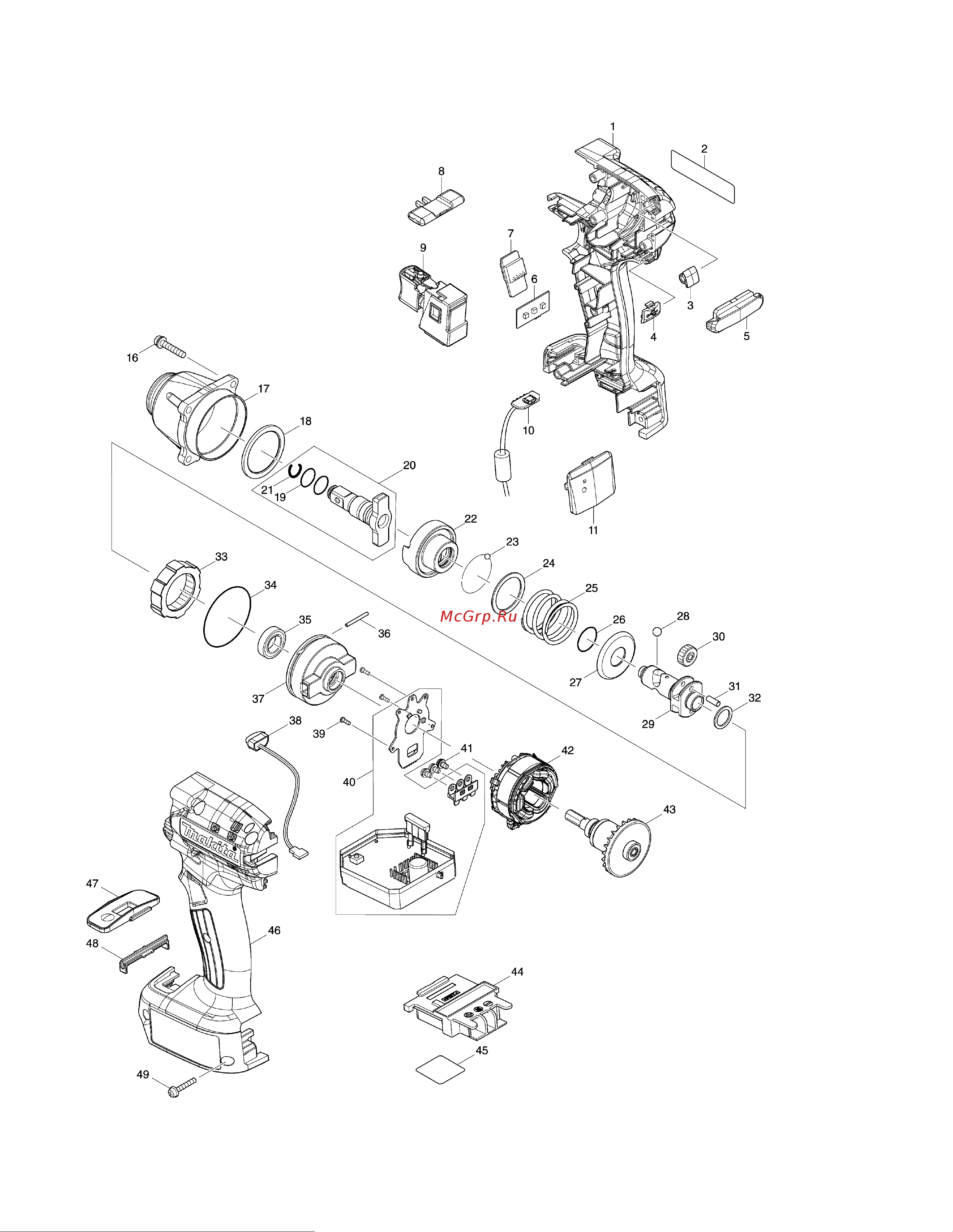 Makita DTWA070Z Деталировка онлайн