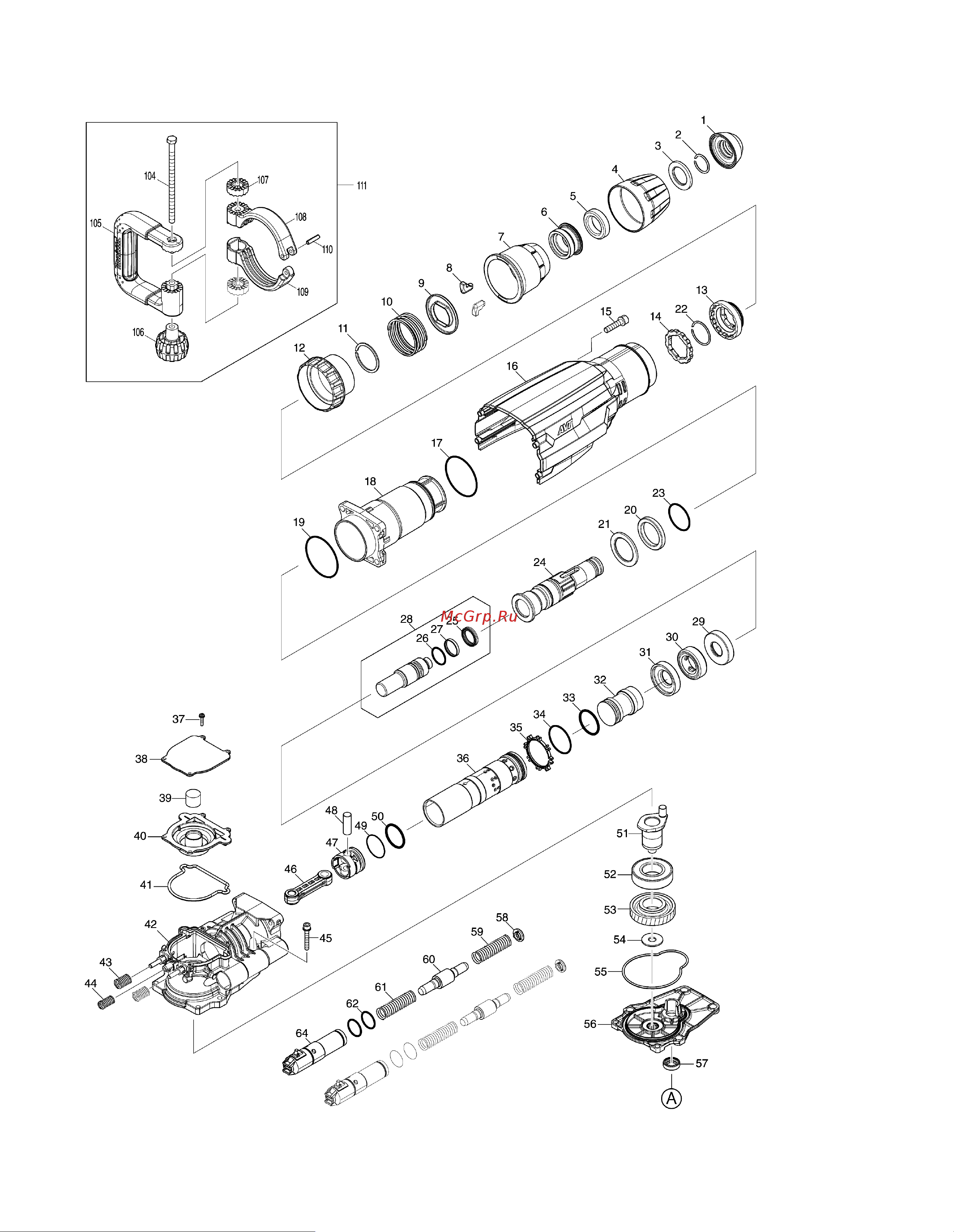 Makita HM002GZ03 Деталировка онлайн