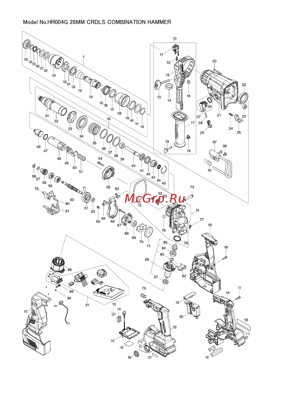Makita HR004GZ Деталировка