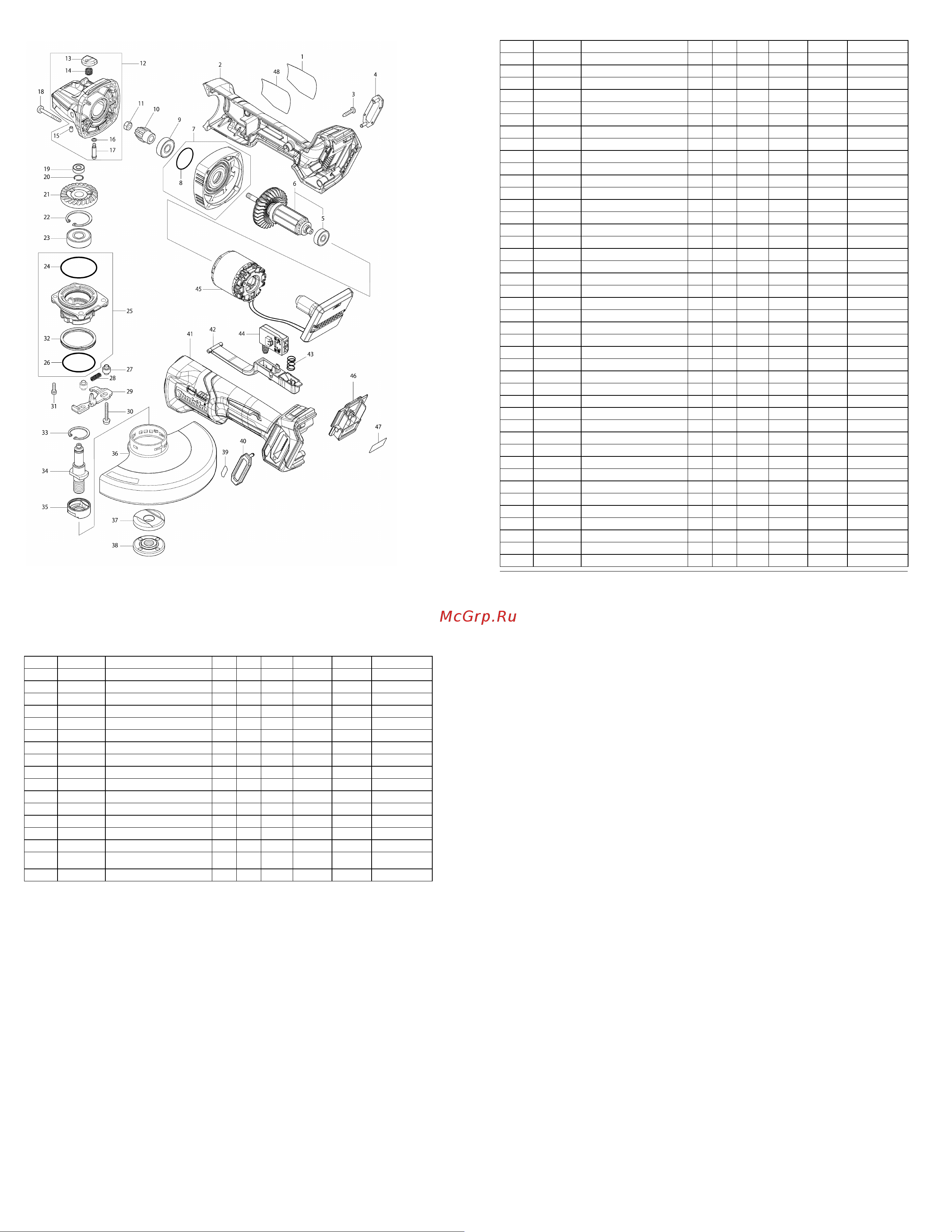 Makita GA036GZ Деталировка онлайн