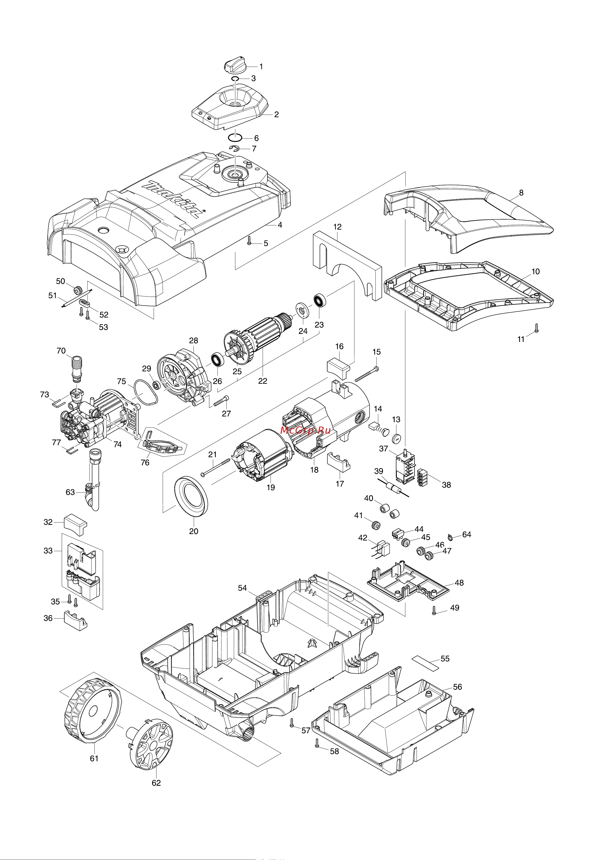 Makita HW1200 Деталировка онлайн
