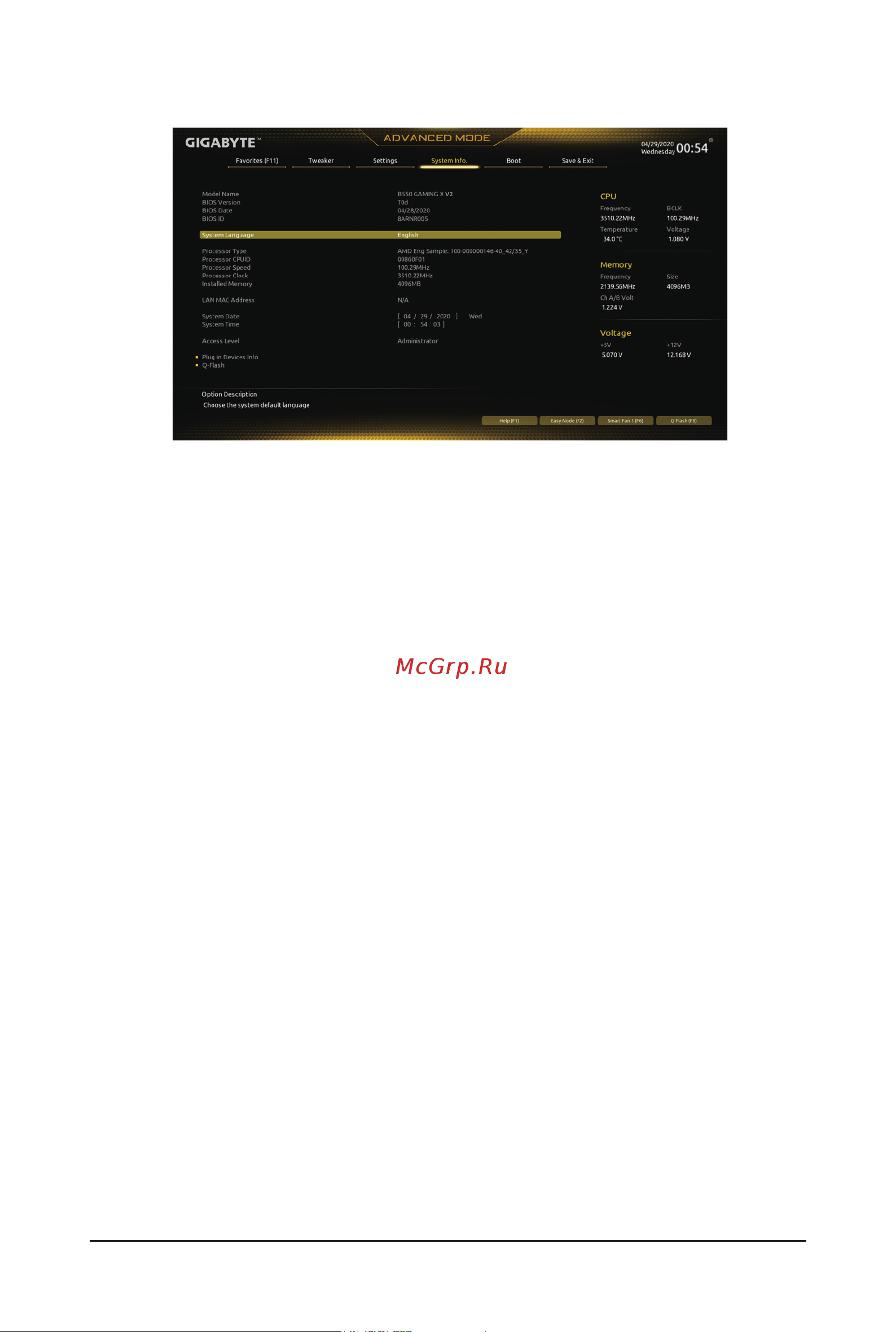 Gigabyte B550 GAMING X V2 [32/41] Access level