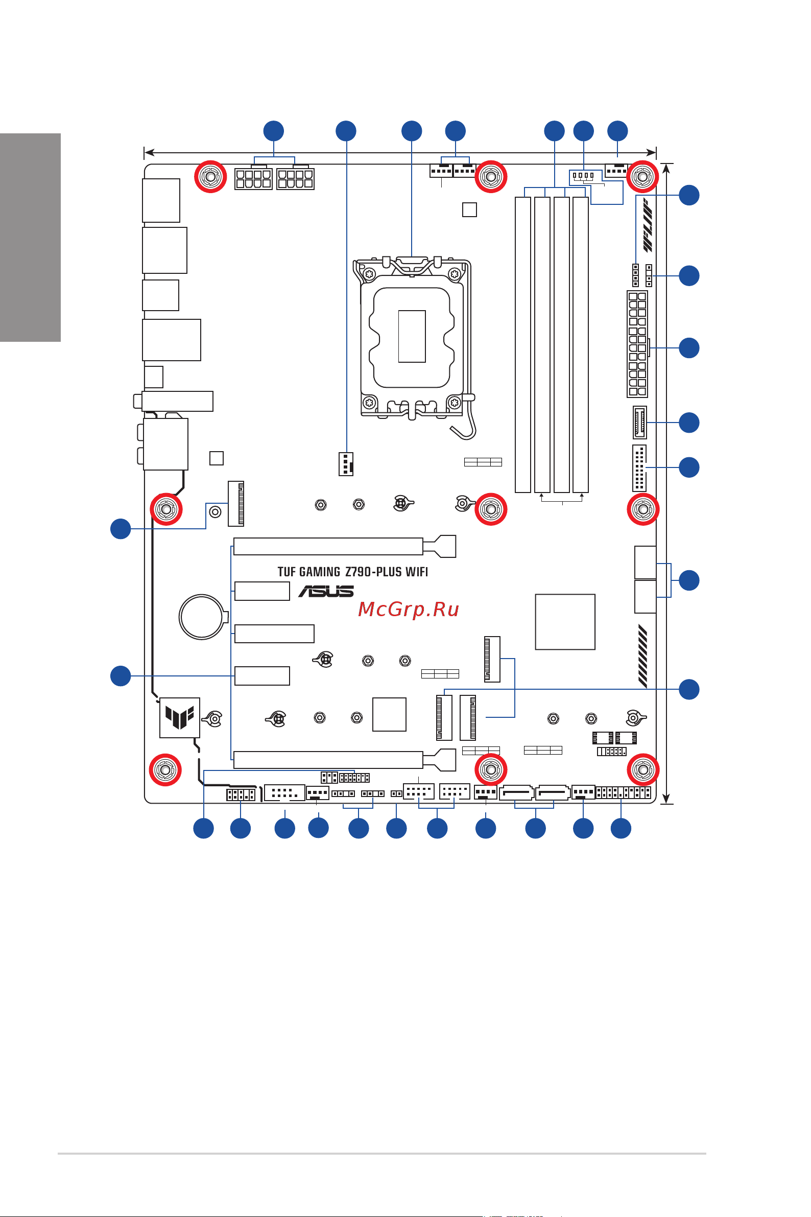 Asus TUF GAMING Z790-PLUS WIFI [14/80] Motherboard layout