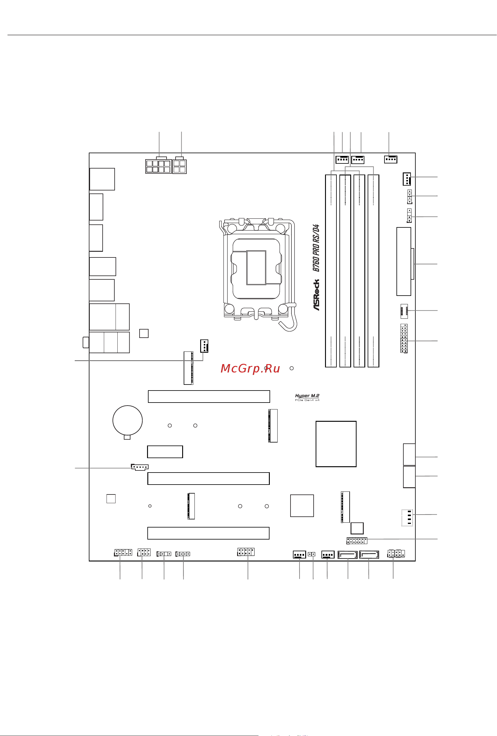 ASRock B760 Pro RS/D4 [10/59] Motherboard layout