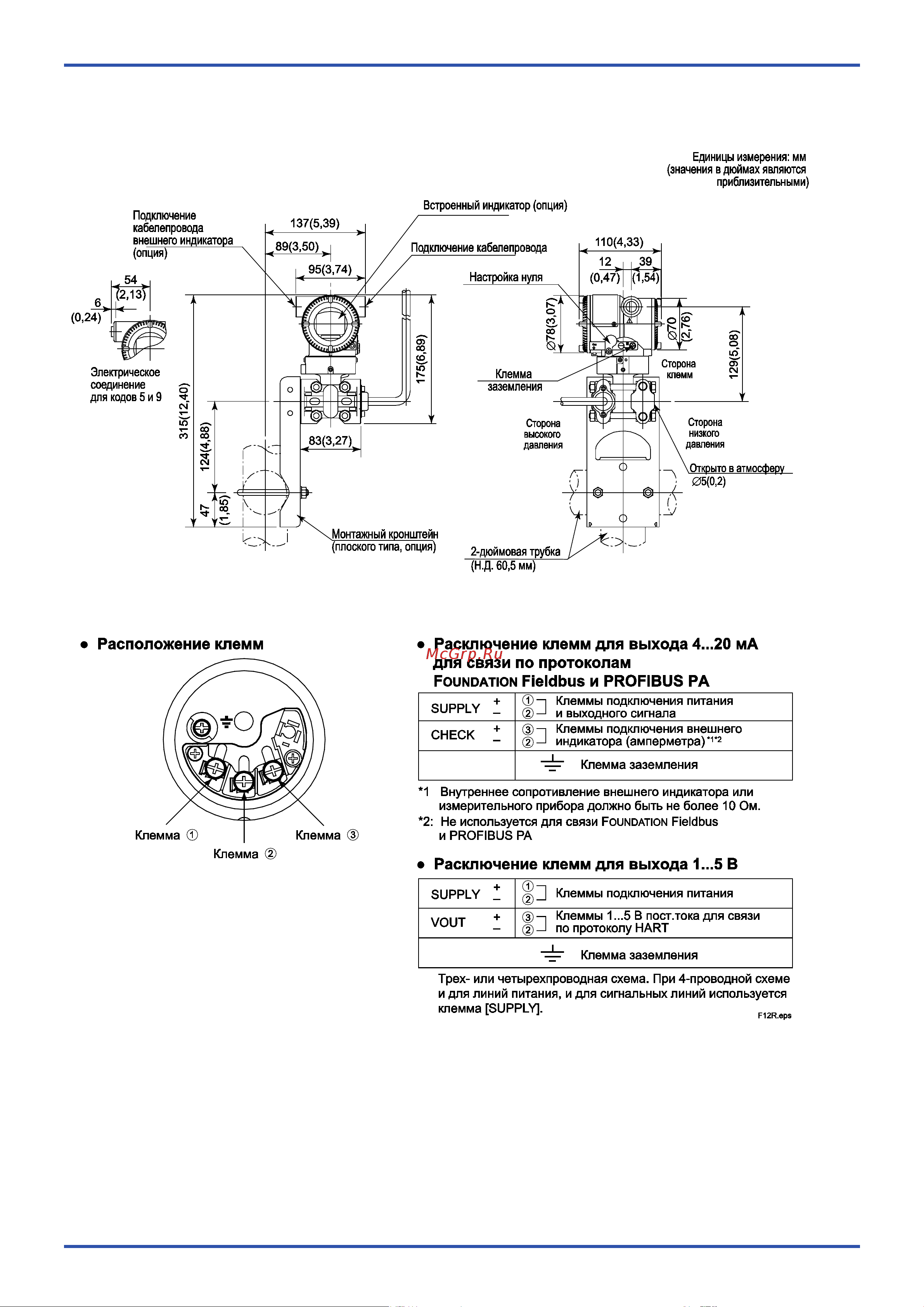 Yokogawa EJA438E [15/20] Габаритные размеры