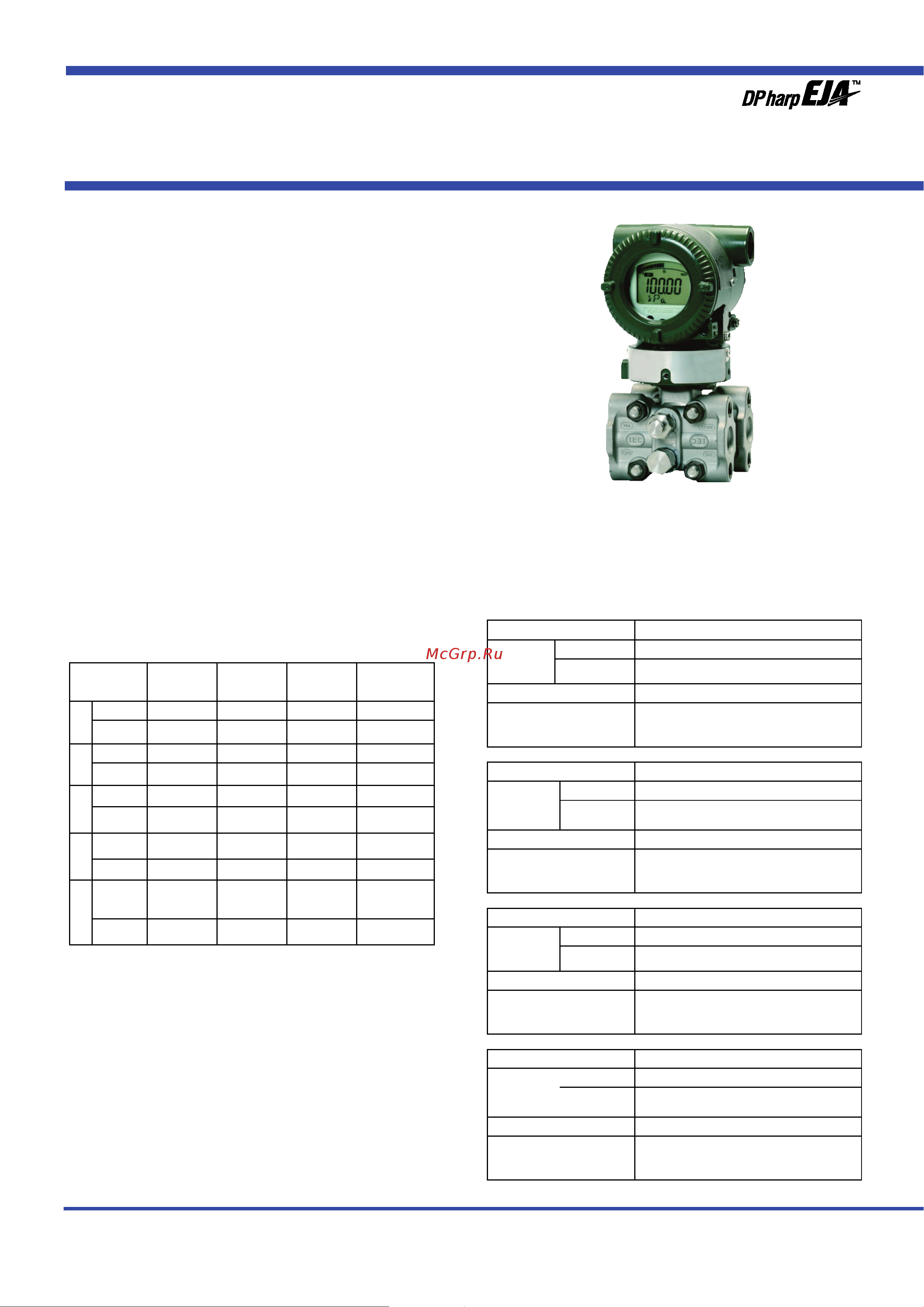 Yokogawa EJA110E Технические характеристики онлайн