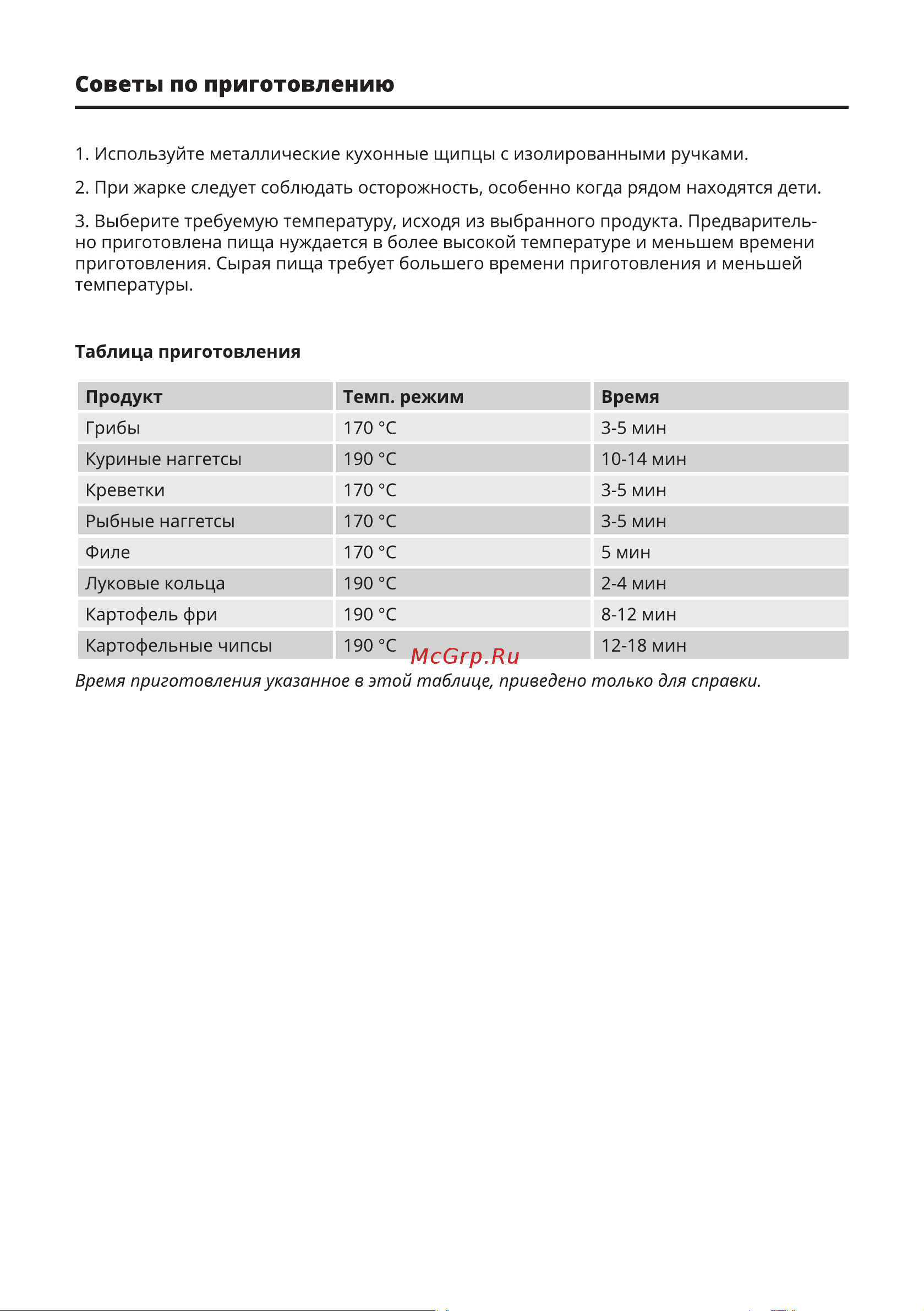 Leran DF 2550 [8/12] Советы по приготовлению