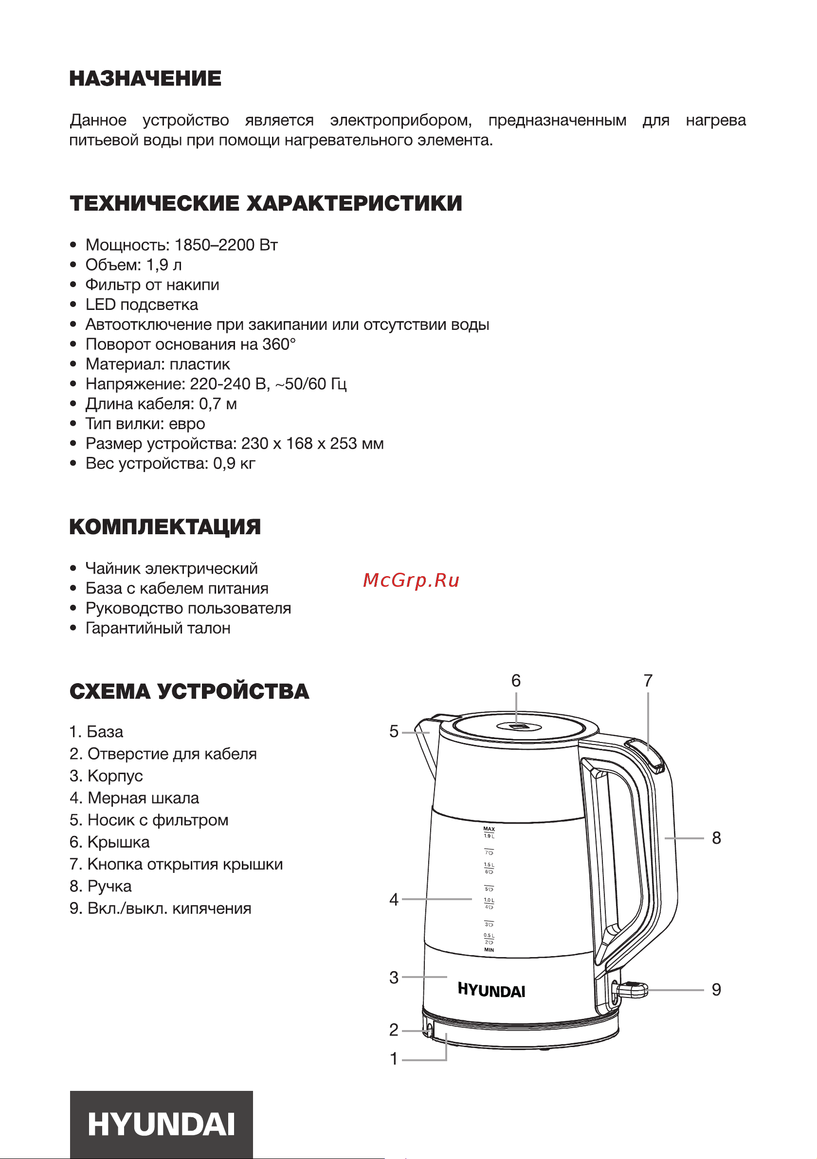 Hyundai HYK-P4025 Инструкция по эксплуатации онлайн [5/12] 691999