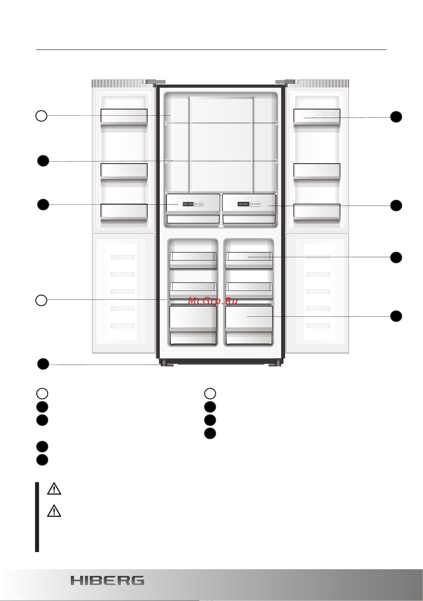 Hiberg RFQ-510DX NFGY Inverter [8/32] Морозильное отделение регулируемые ножки поддон ящик выдвижной
