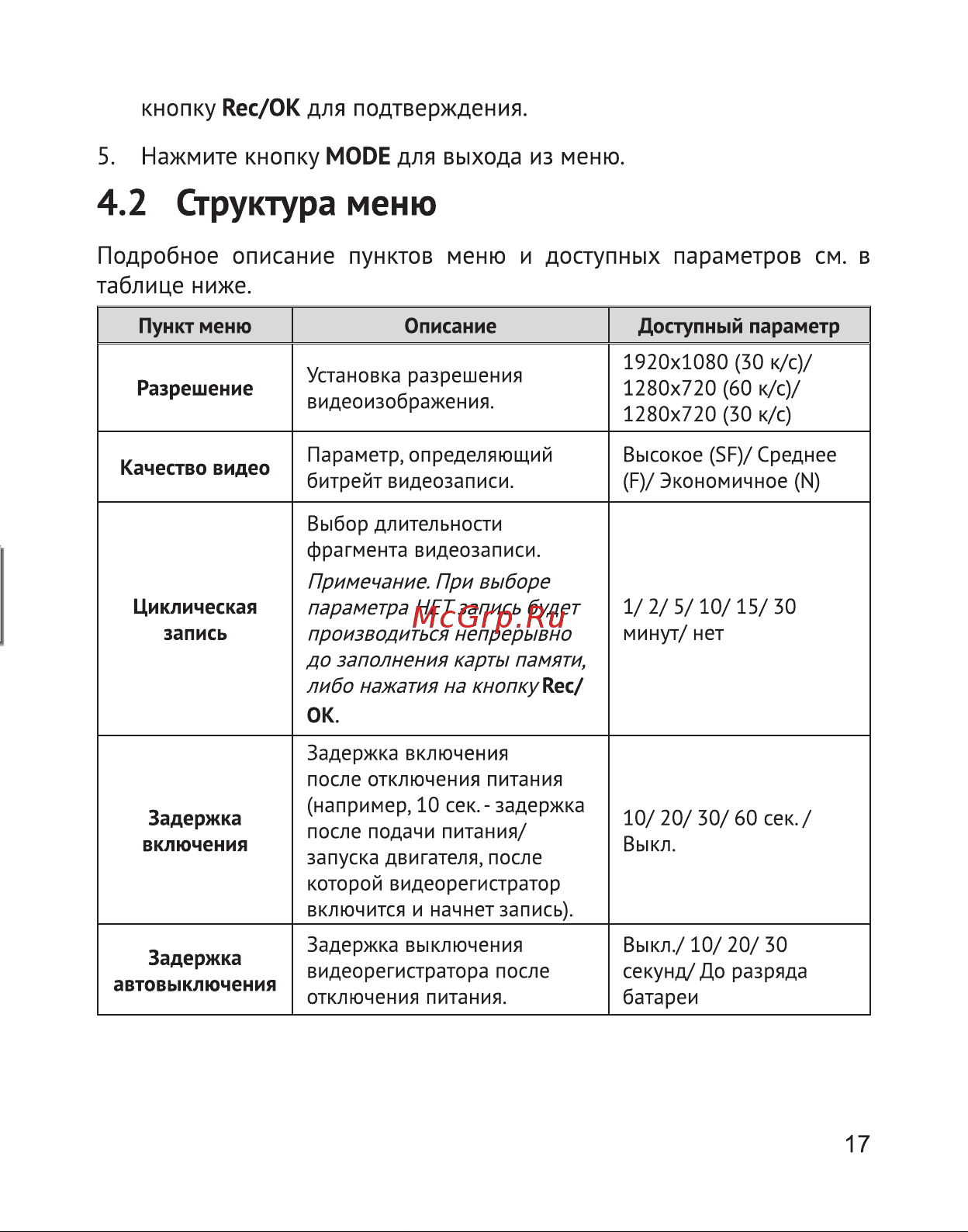 Texet DVR-5GP Руководство по эксплуатации онлайн [18/30] 693366