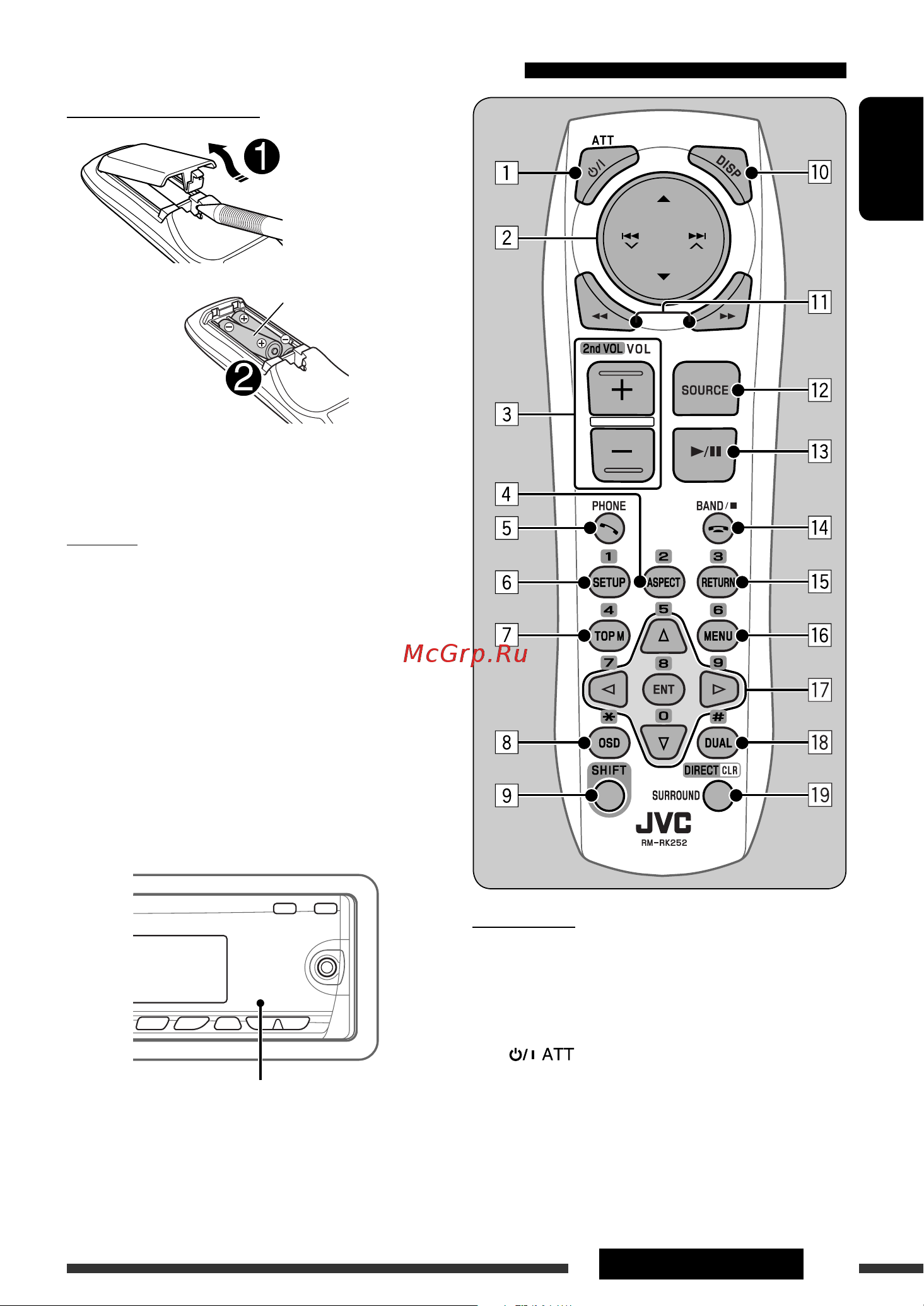 JVC KD-DV9401 [11/191] Using the remote controller rm rk252