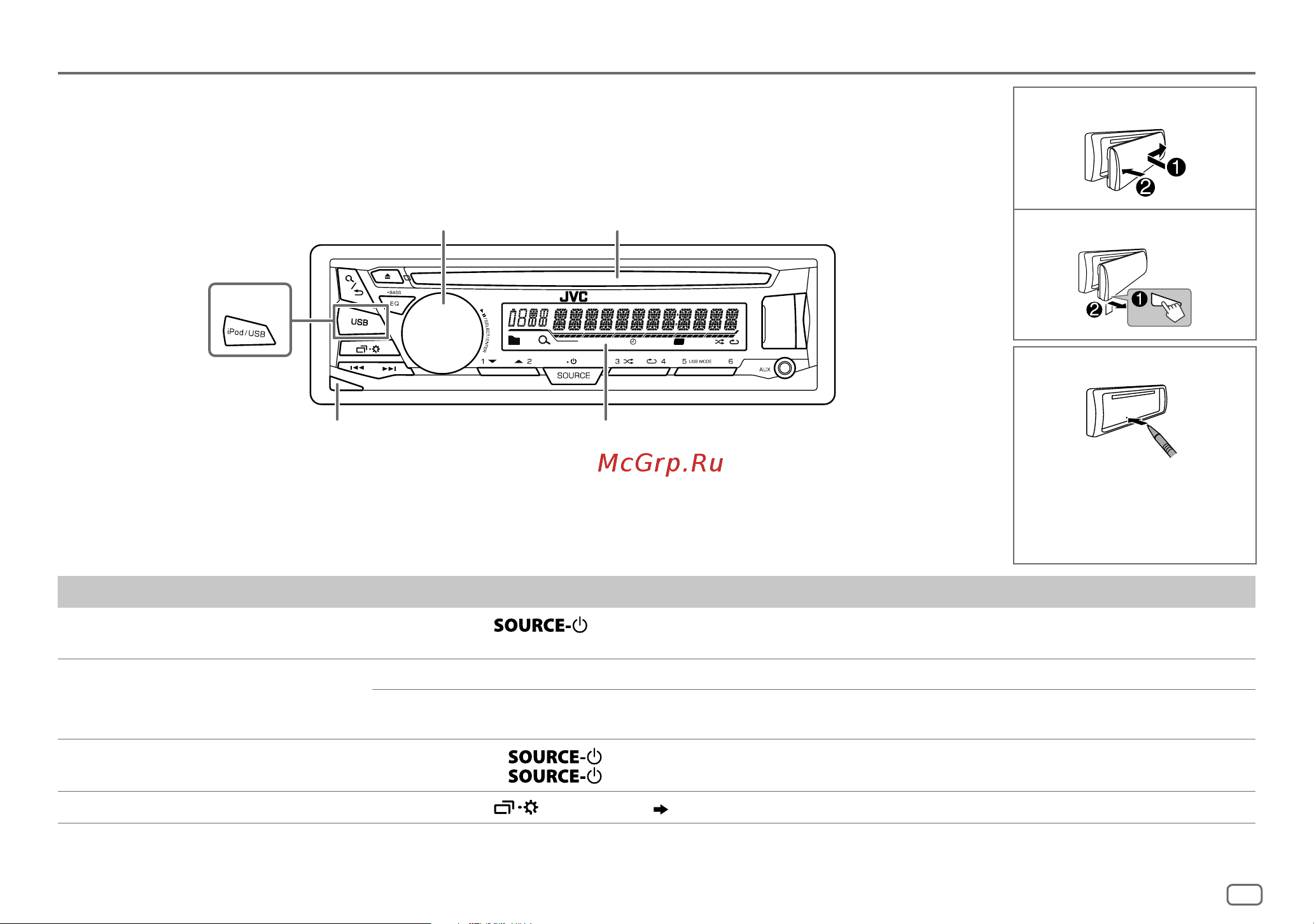 JVC KD-R471 [3/17] Порядок сброса