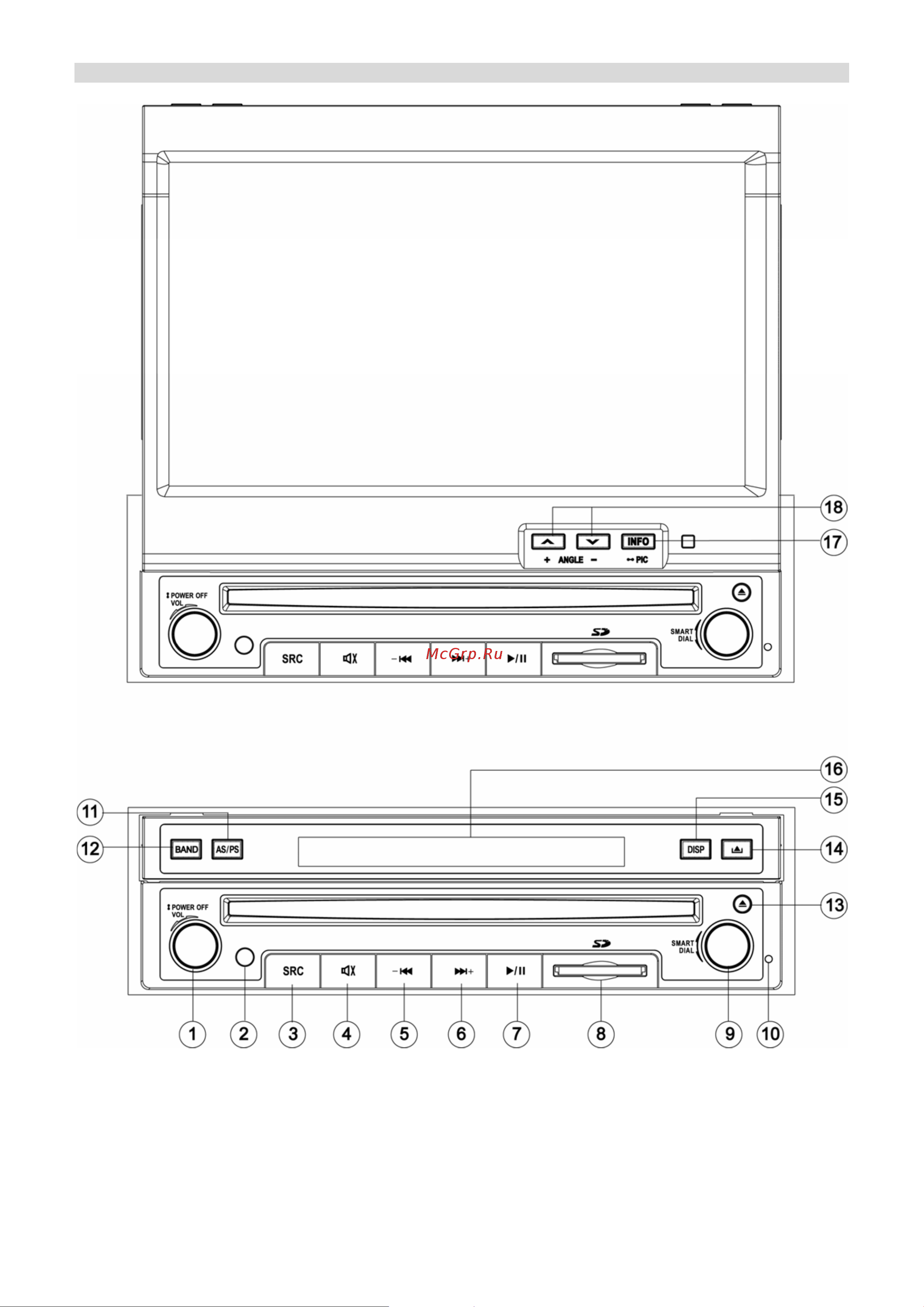 Prology MDD-725T MK II [12/40] Элементы управления на мониторе и передней панели