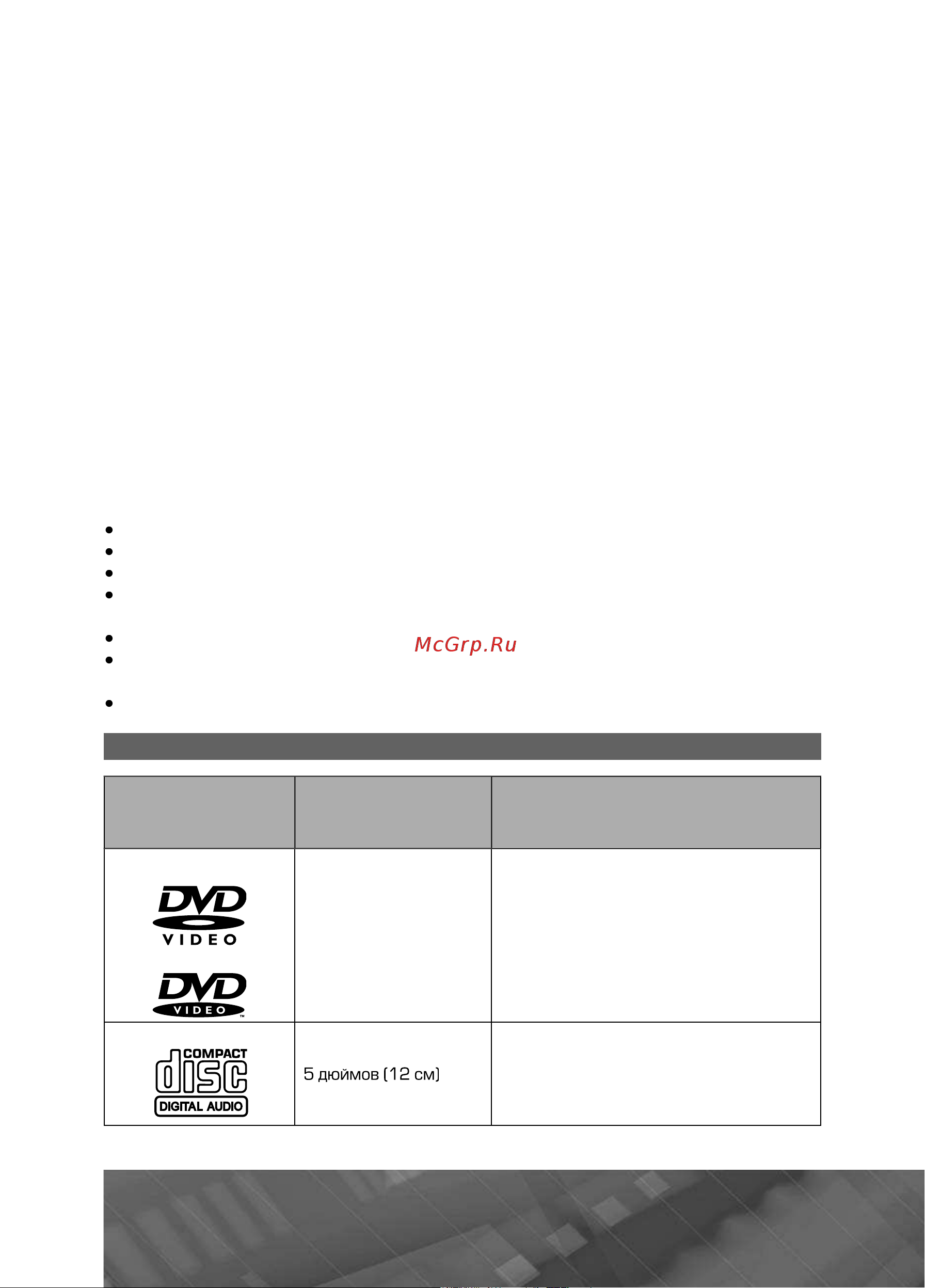 Prology MDN-2680TVR [61/69] Âîñïðîèçâîäèìûå äèñêè è ôîðìàòû