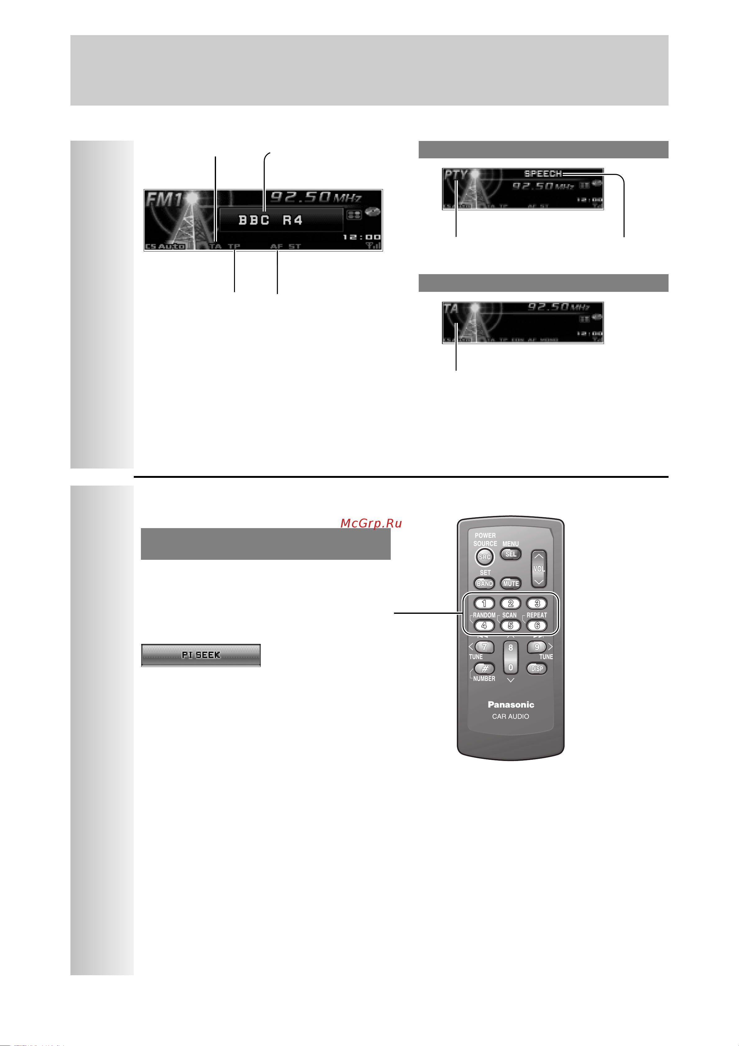 Panasonic CQ-C9901N [23/49] Индикация режимов rds pi seek