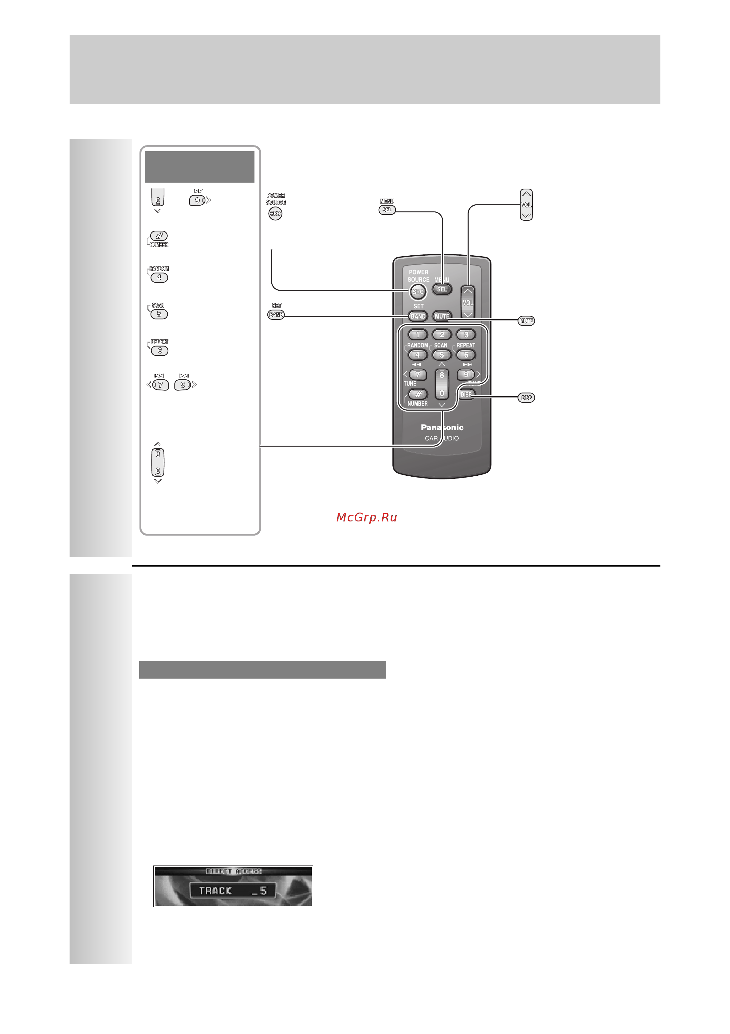 Panasonic CQ-C9901N [9/49] Пульт дистанционного управления функции доступные только с пульта ду